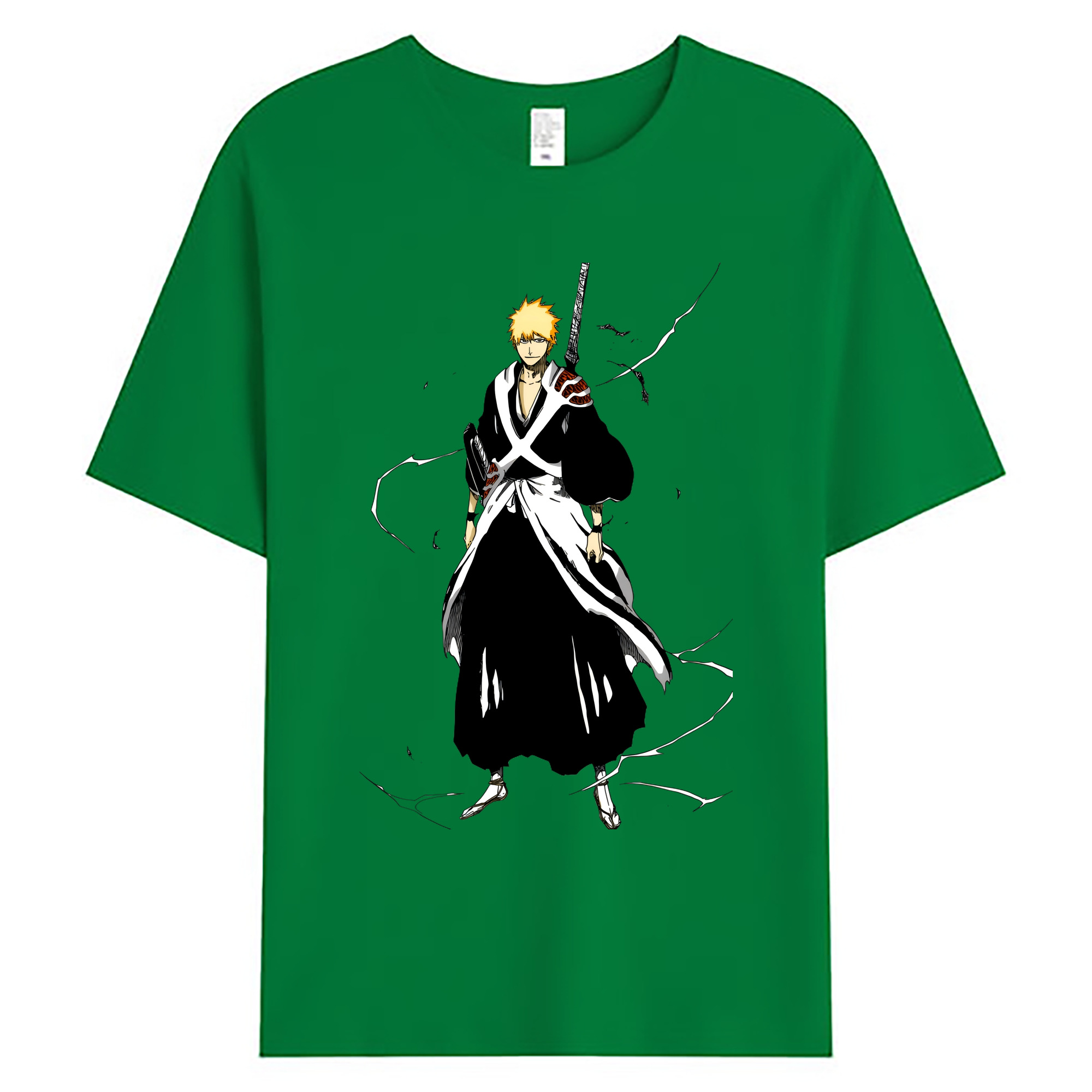 （画像用） ブリーチ 黒崎一護（くろさき いちご）BLEACH Kurosaki Ichigo 綿100％ メンズ半袖Tシャツ｜肌触りやわらか＆通気性