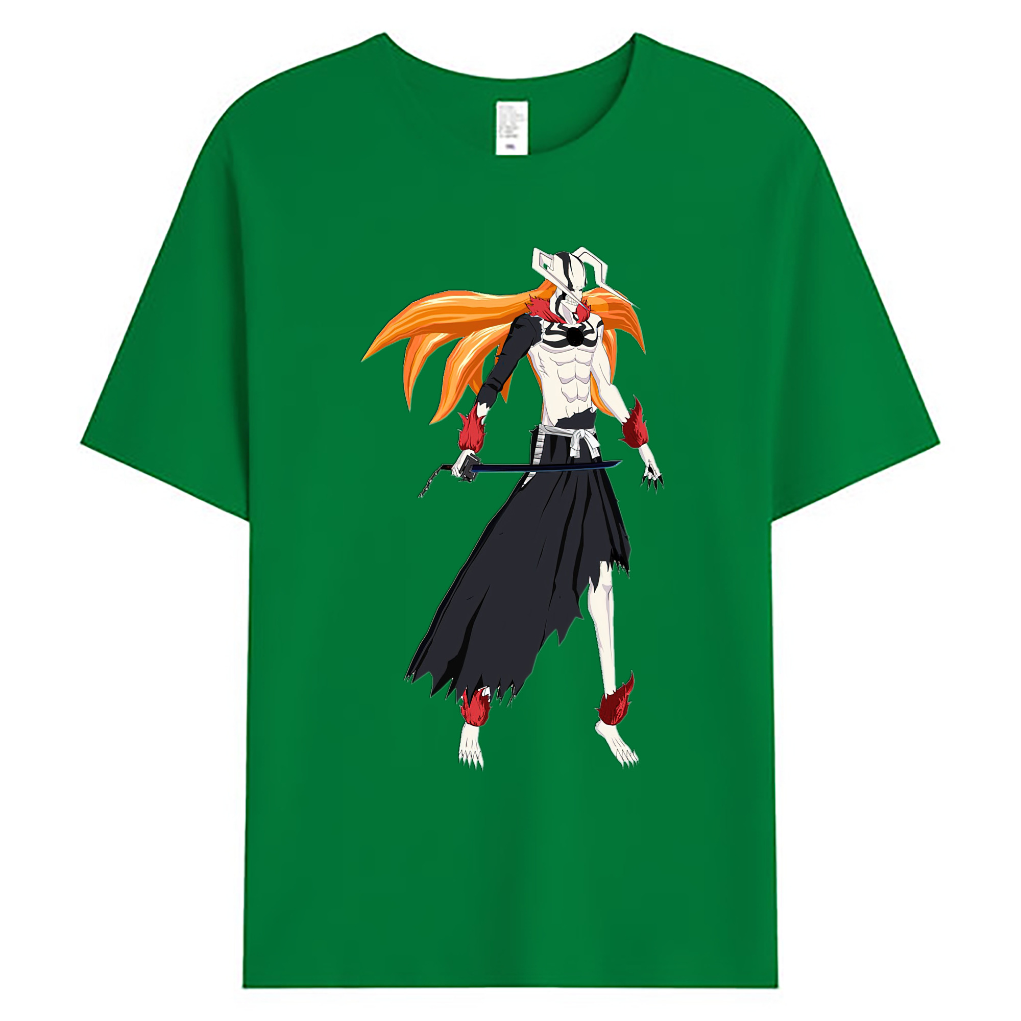 （画像用） ブリーチ 黒崎一護（くろさき いちご）BLEACH Kurosaki Ichigo 綿100％ メンズ半袖Tシャツ｜肌触りやわらか＆通気性