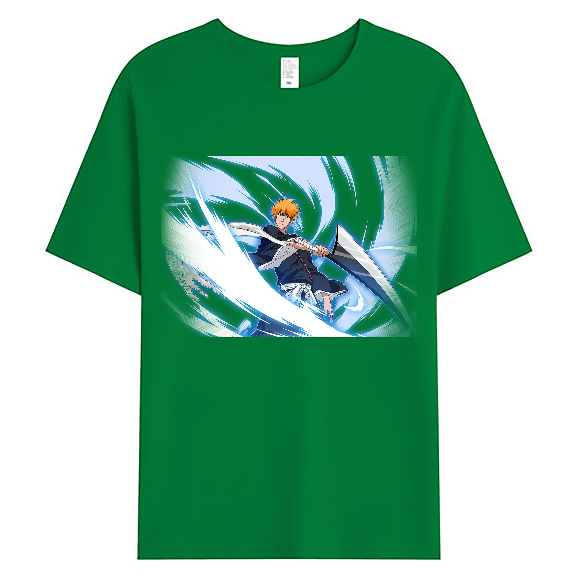 （画像用） ブリーチ 黒崎一護（くろさき いちご）BLEACH Kurosaki Ichigo 綿100％ メンズ半袖Tシャツ｜肌触りやわらか＆通気性