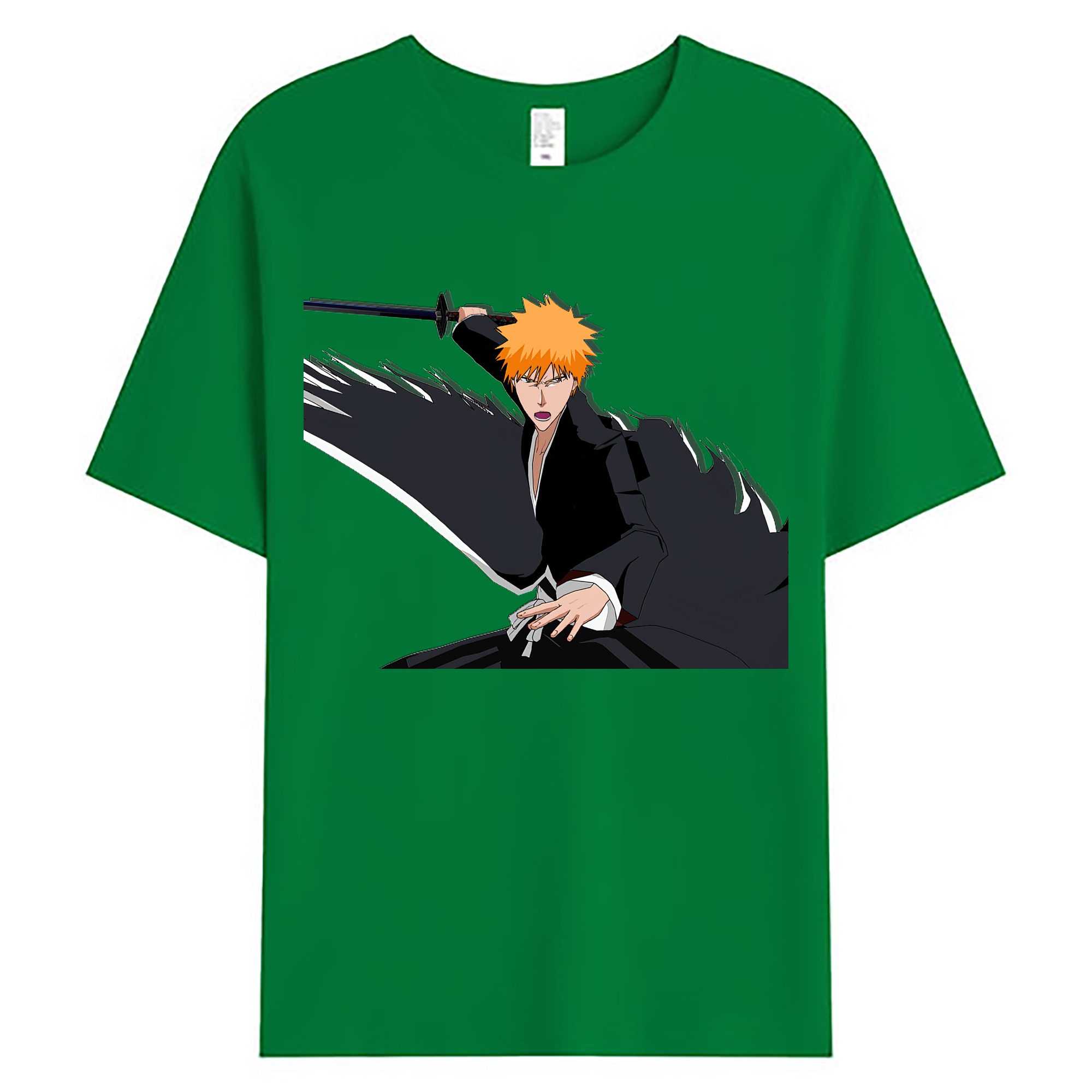 （画像用） ブリーチ 黒崎一護（くろさき いちご）BLEACH Kurosaki Ichigo 綿100％ メンズ半袖Tシャツ｜肌触りやわらか＆通気性