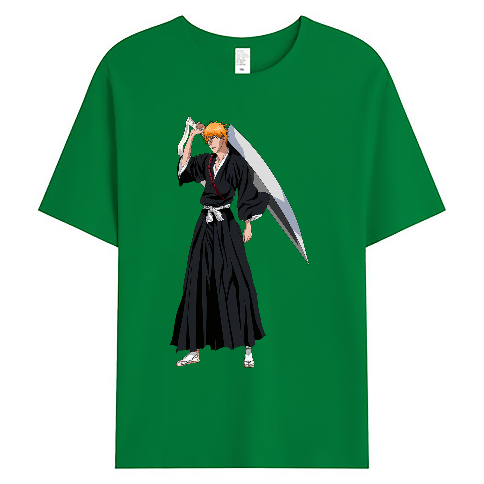（画像用） ブリーチ 黒崎一護（くろさき いちご）BLEACH Kurosaki Ichigo 綿100％ メンズ半袖Tシャツ｜肌触りやわらか＆通気性