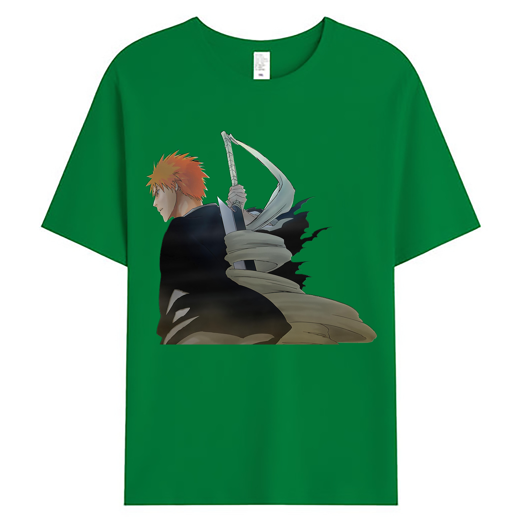 （画像用） ブリーチ 黒崎一護（くろさき いちご）BLEACH Kurosaki Ichigo 綿100％ メンズ半袖Tシャツ｜肌触りやわらか＆通気性