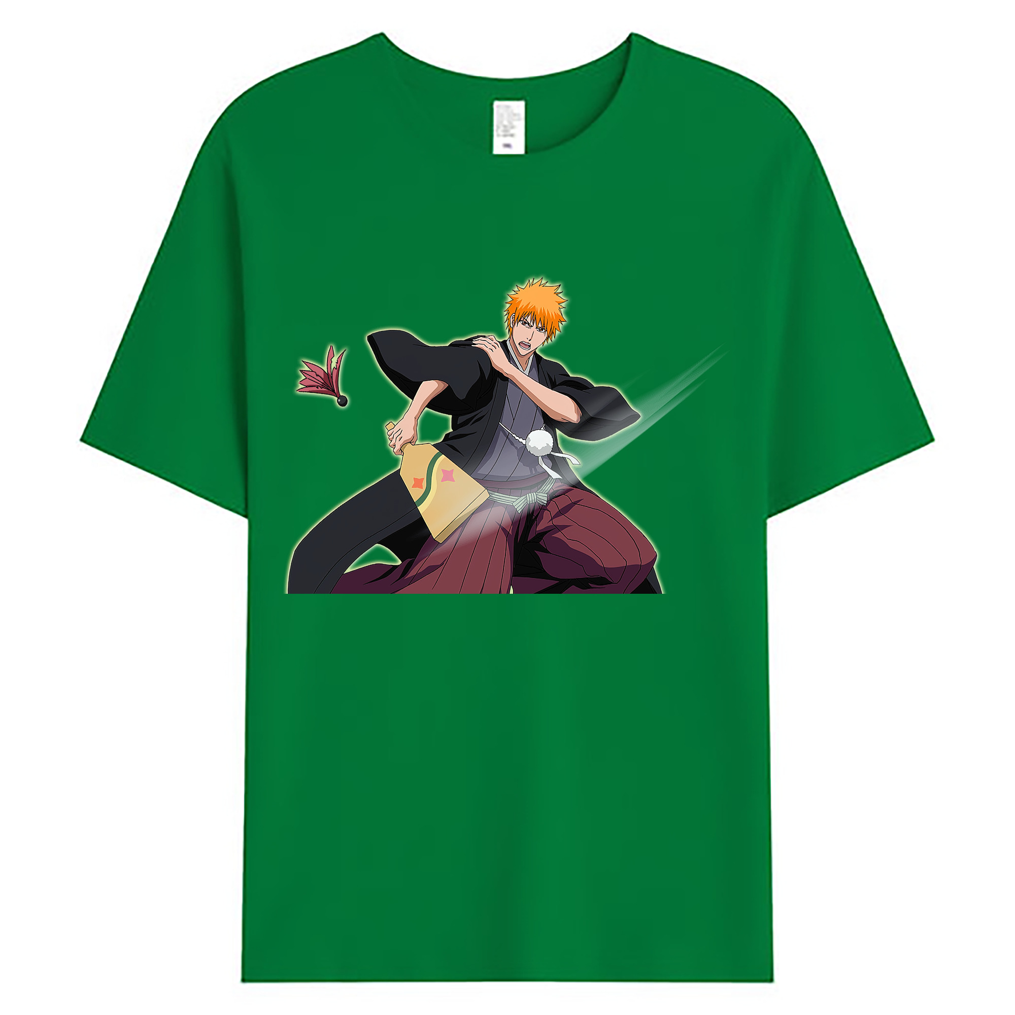 （画像用） ブリーチ 黒崎一護（くろさき いちご）BLEACH Kurosaki Ichigo 綿100％ メンズ半袖Tシャツ｜肌触りやわらか＆通気性