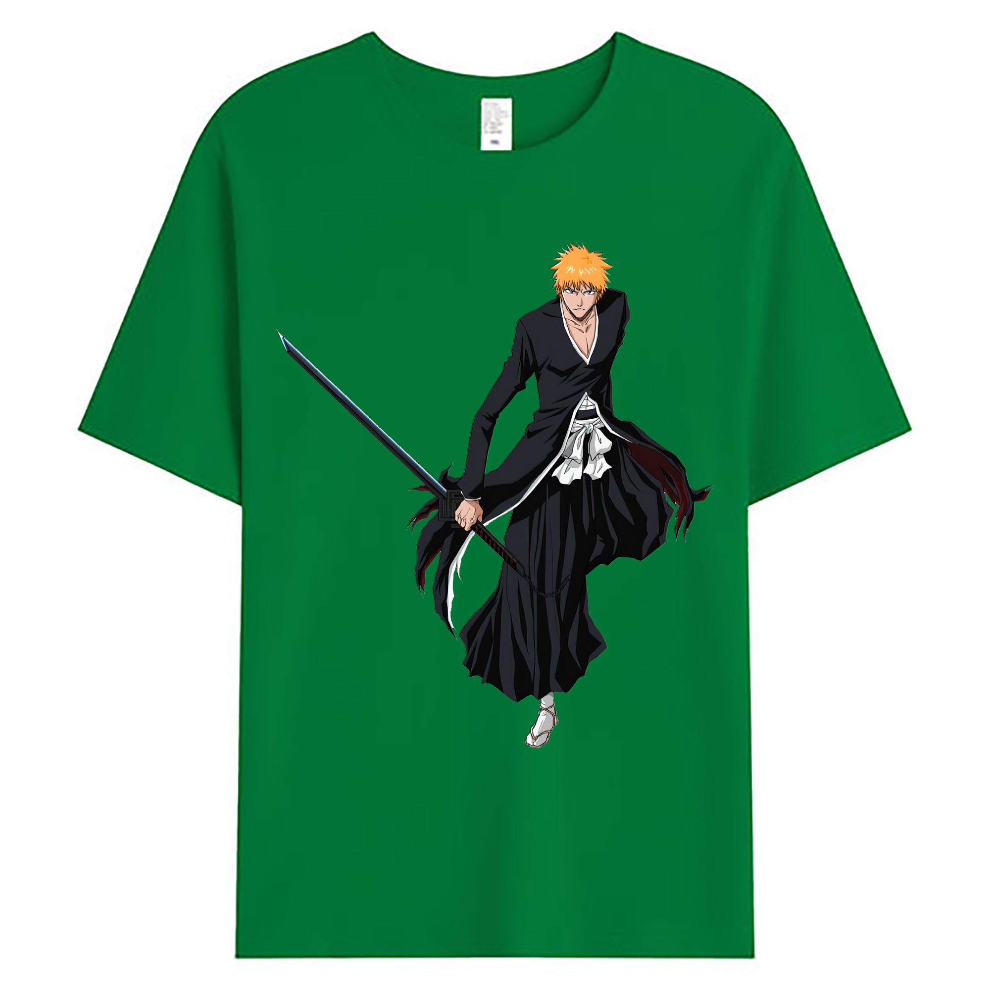 （画像用） ブリーチ 黒崎一護（くろさき いちご）BLEACH Kurosaki Ichigo 綿100％ メンズ半袖Tシャツ｜肌触りやわらか＆通気性