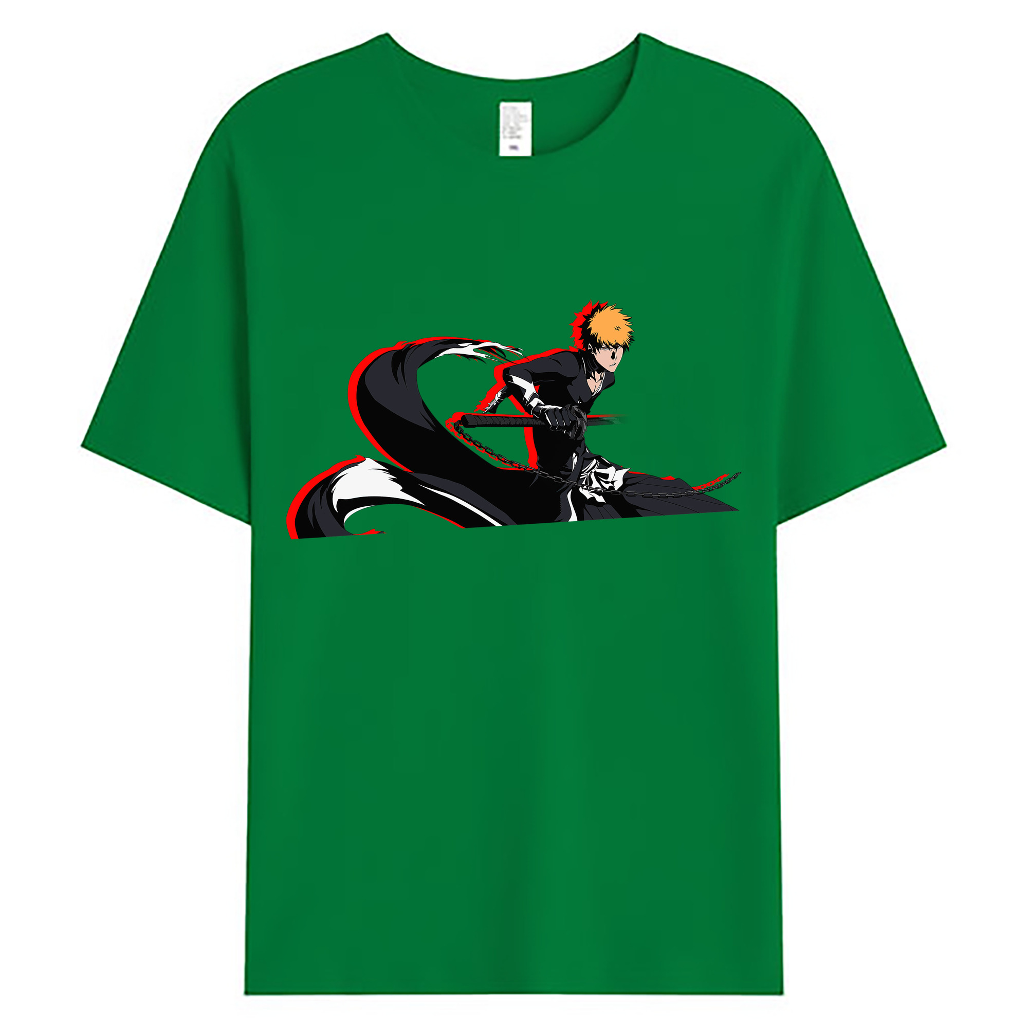 （画像用） ブリーチ 黒崎一護（くろさき いちご）BLEACH Kurosaki Ichigo 綿100％ メンズ半袖Tシャツ｜肌触りやわらか＆通気性