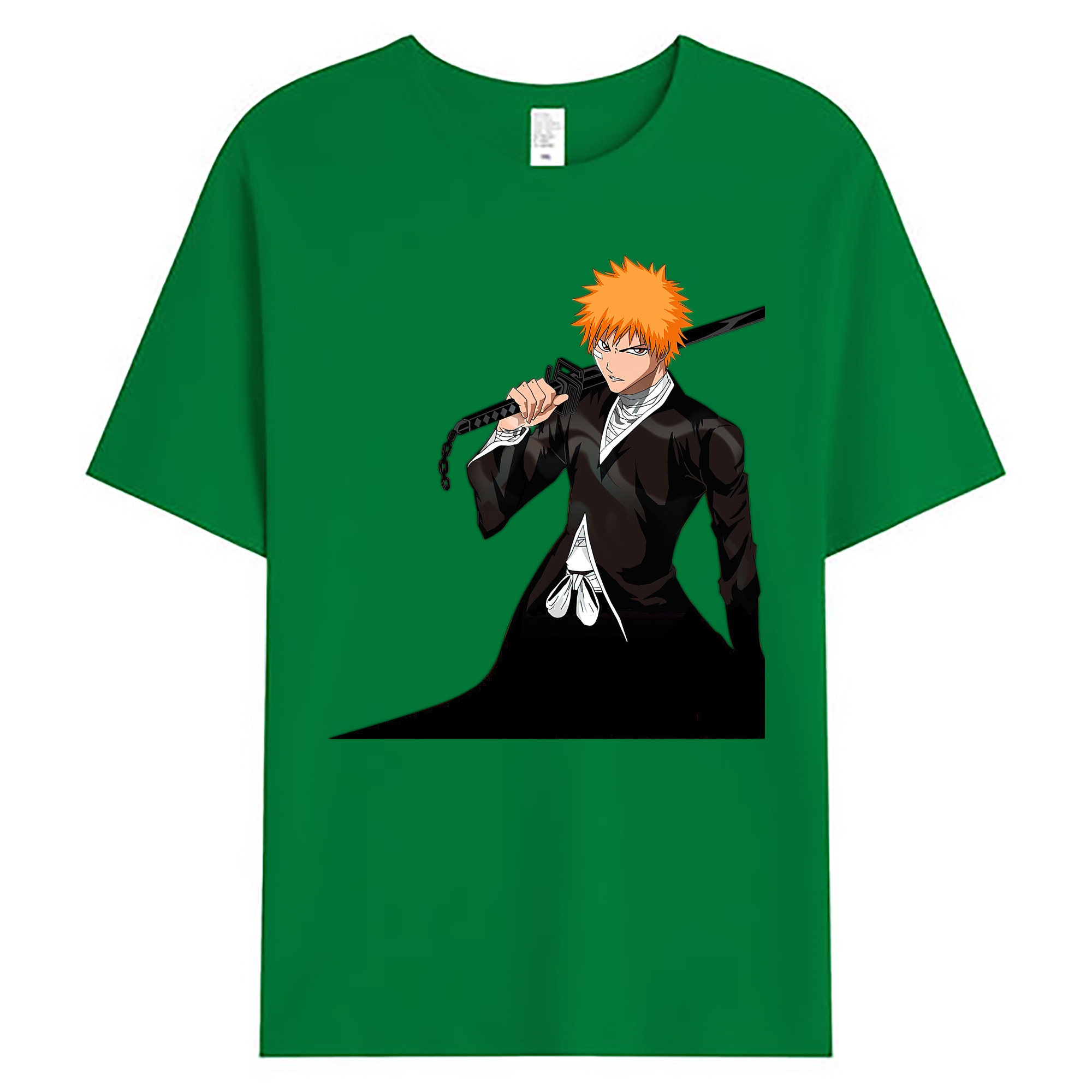 （画像用） ブリーチ 黒崎一護（くろさき いちご）BLEACH Kurosaki Ichigo 綿100％ メンズ半袖Tシャツ｜肌触りやわらか＆通気性