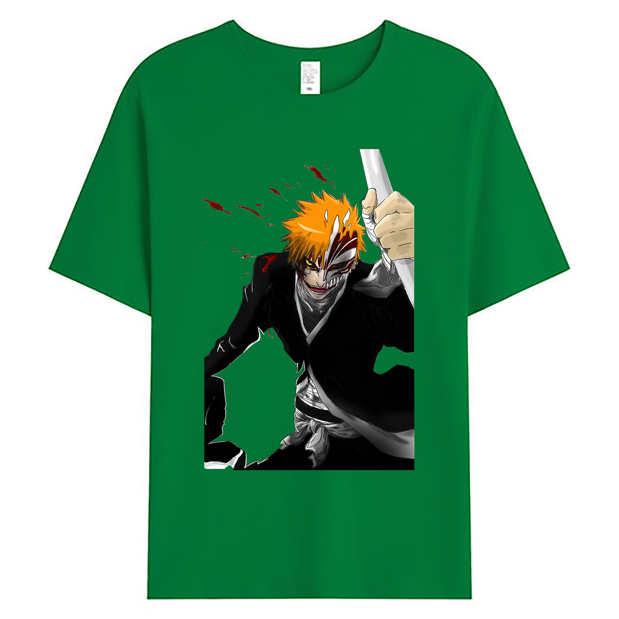 （画像用） ブリーチ 黒崎一護（くろさき いちご）BLEACH Kurosaki Ichigo 綿100％ メンズ半袖Tシャツ｜肌触りやわらか＆通気性