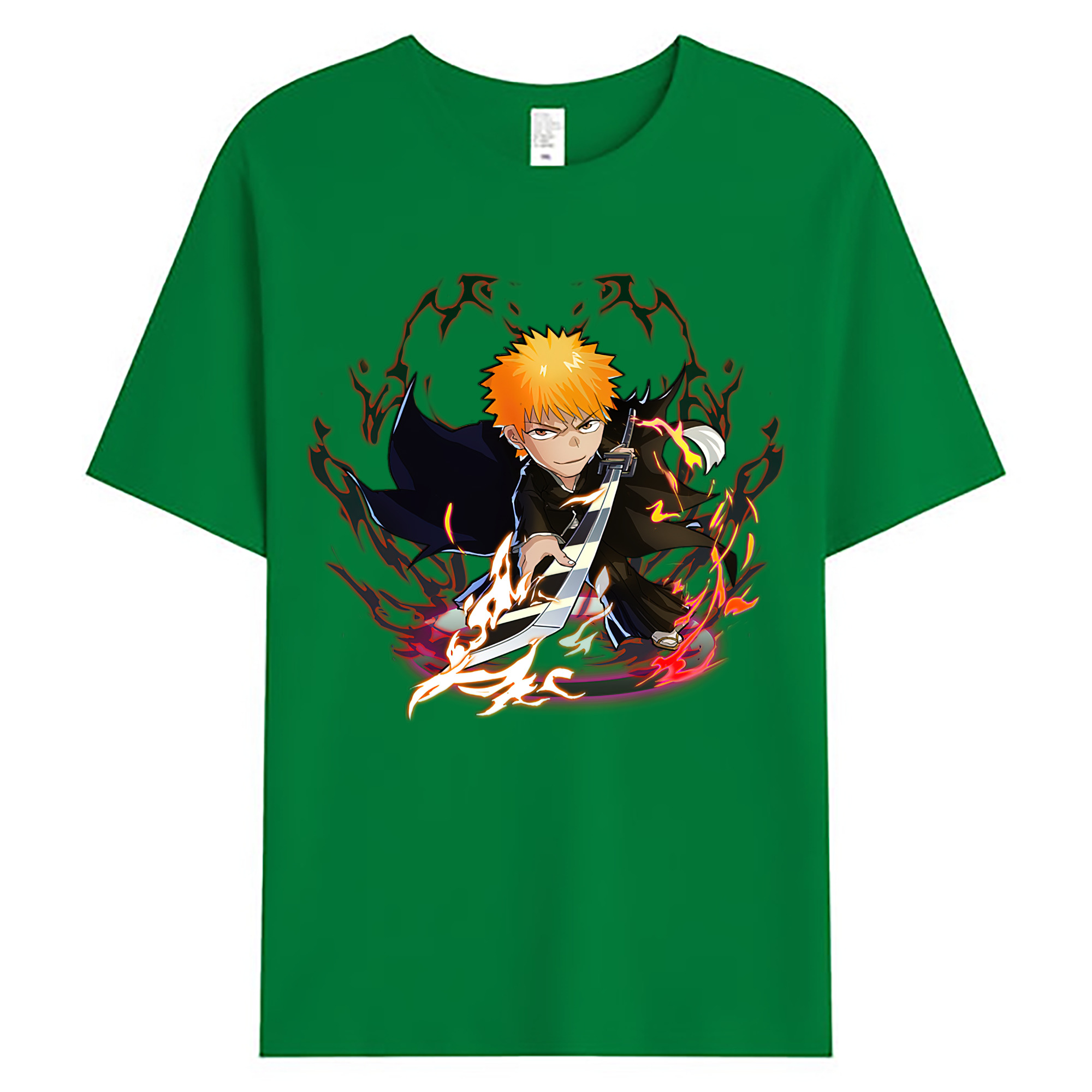（画像用） ブリーチ 黒崎一護（くろさき いちご）BLEACH Kurosaki Ichigo 綿100％ メンズ半袖Tシャツ｜肌触りやわらか＆通気性