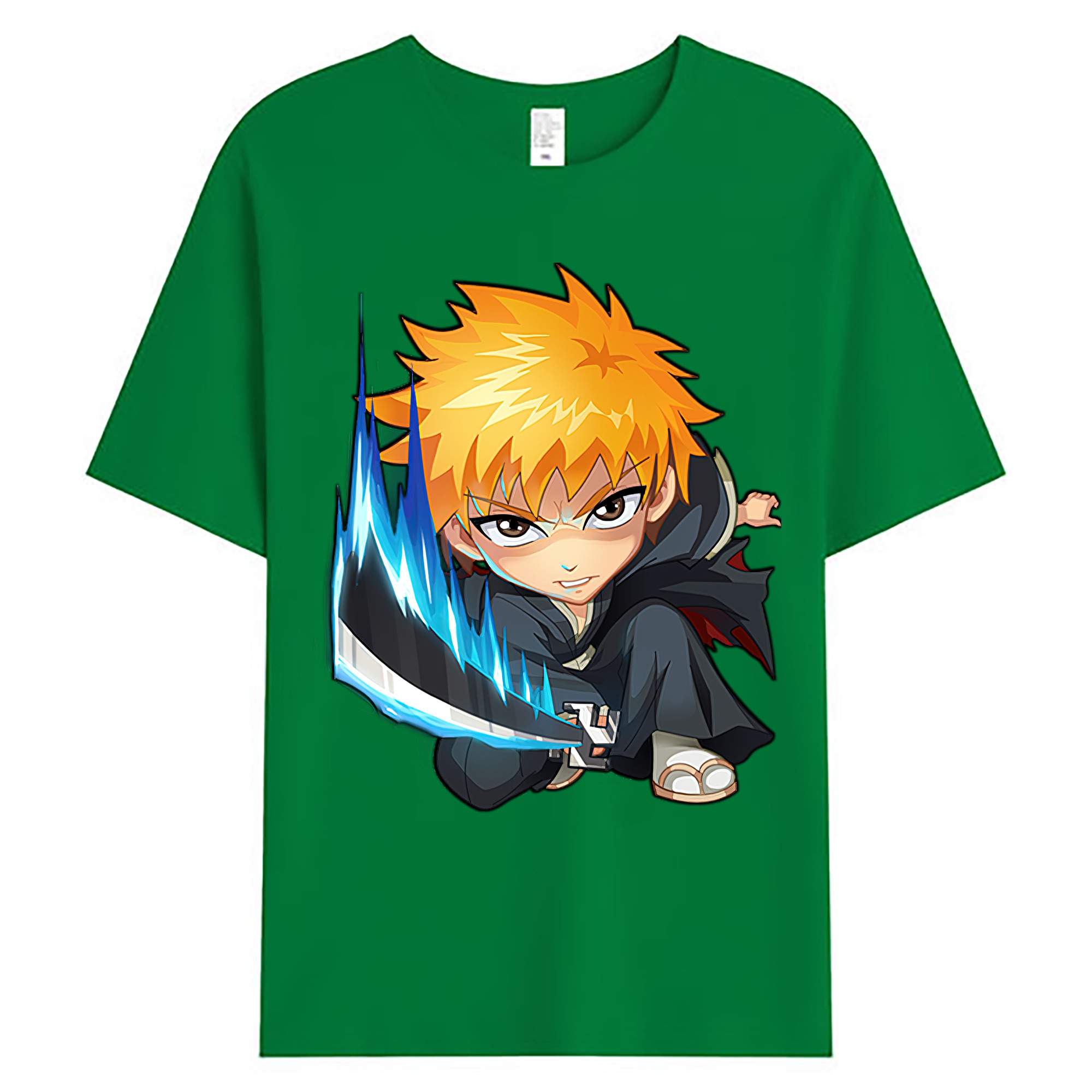 （画像用） ブリーチ 黒崎一護（くろさき いちご）BLEACH Kurosaki Ichigo 綿100％ メンズ半袖Tシャツ｜肌触りやわらか＆通気性