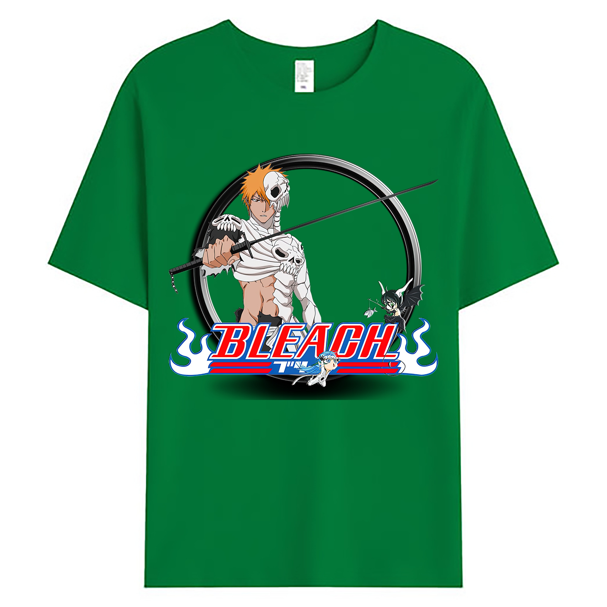 （画像用） ブリーチ 黒崎一護（くろさき いちご）BLEACH Kurosaki Ichigo 綿100％ メンズ半袖Tシャツ｜肌触りやわらか＆通気性