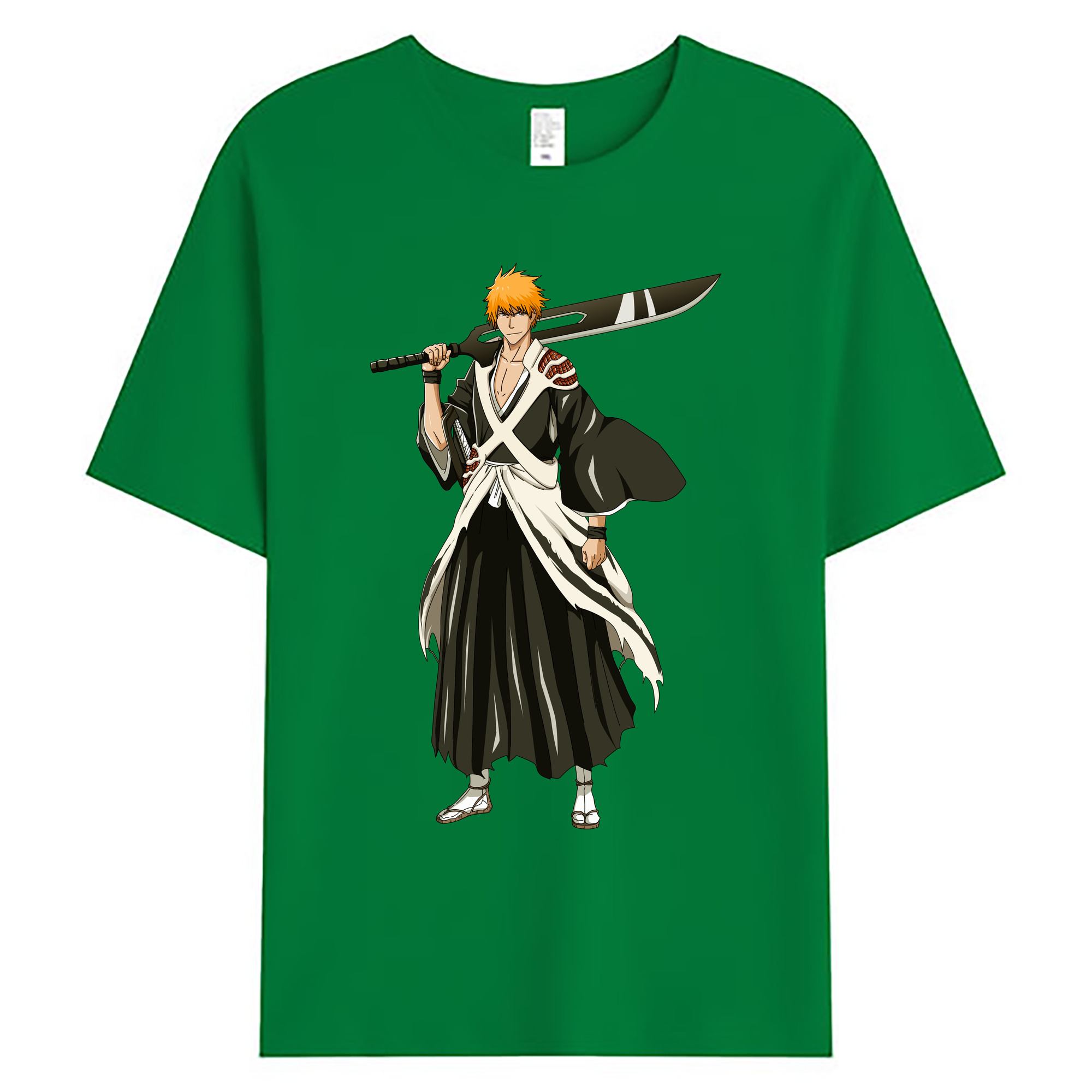 （画像用） ブリーチ 黒崎一護（くろさき いちご）BLEACH Kurosaki Ichigo 綿100％ メンズ半袖Tシャツ｜肌触りやわらか＆通気性