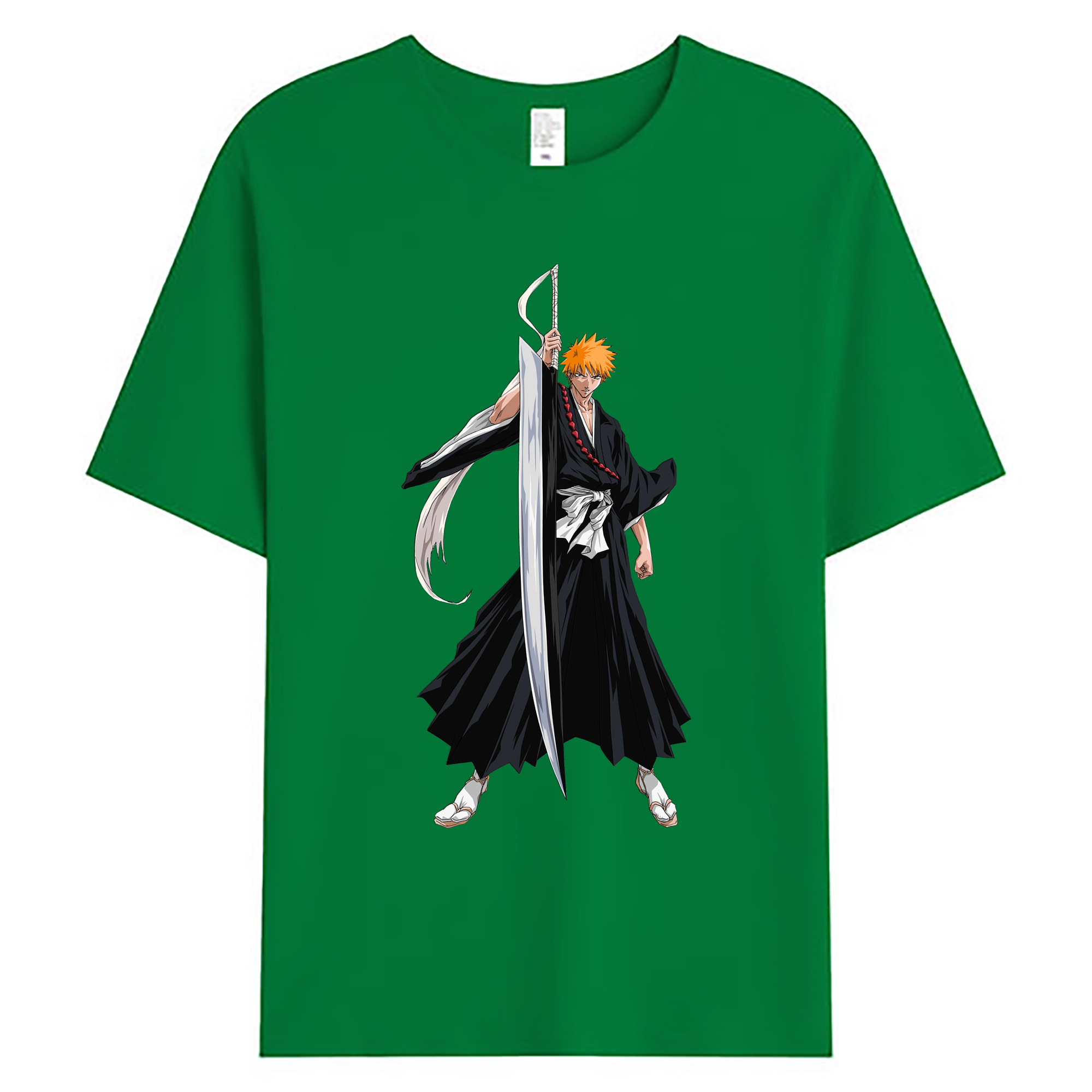 （画像用） ブリーチ 黒崎一護（くろさき いちご）BLEACH Kurosaki Ichigo 綿100％ メンズ半袖Tシャツ｜肌触りやわらか＆通気性