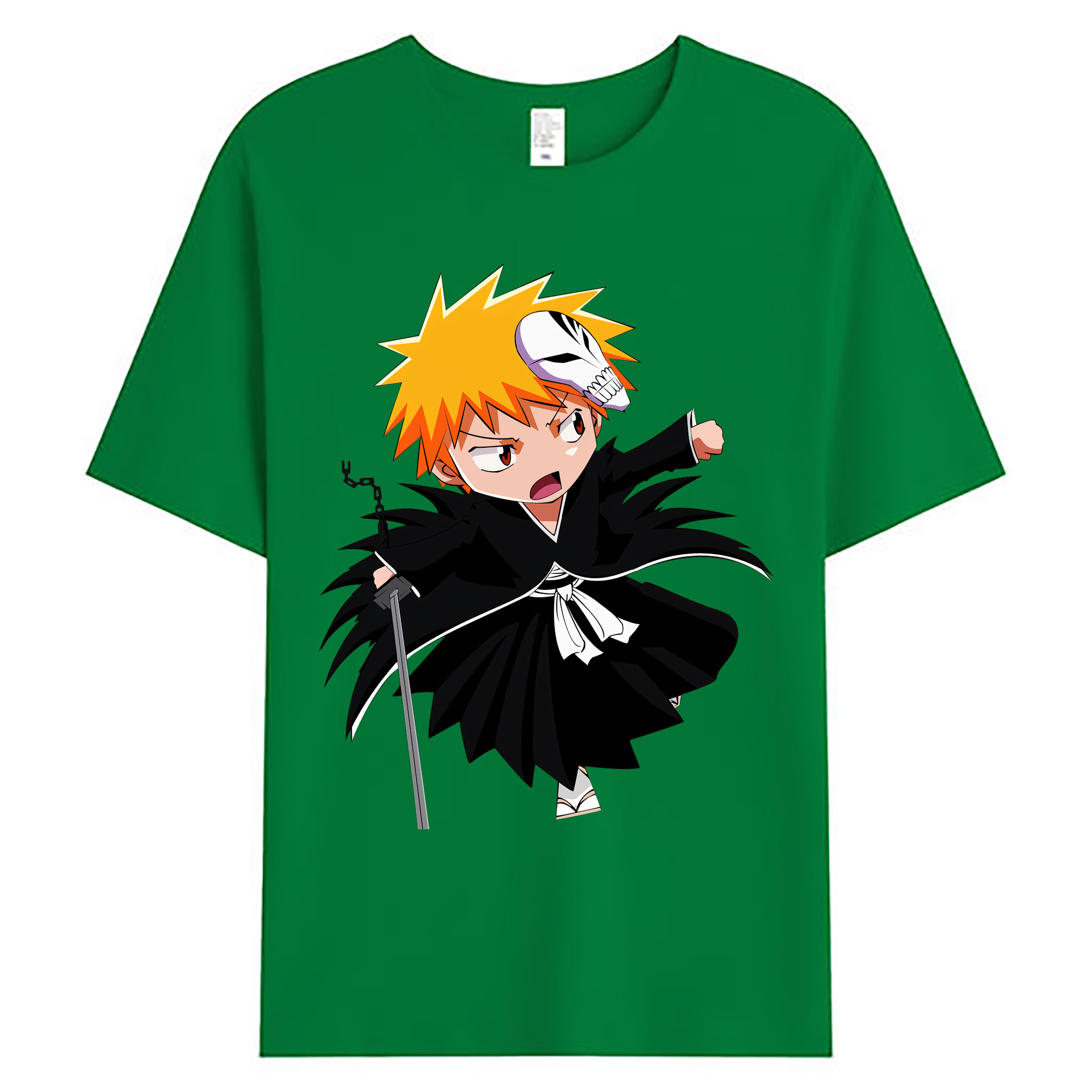 （画像用） ブリーチ 黒崎一護（くろさき いちご）BLEACH Kurosaki Ichigo 綿100％ メンズ半袖Tシャツ｜肌触りやわらか＆通気性