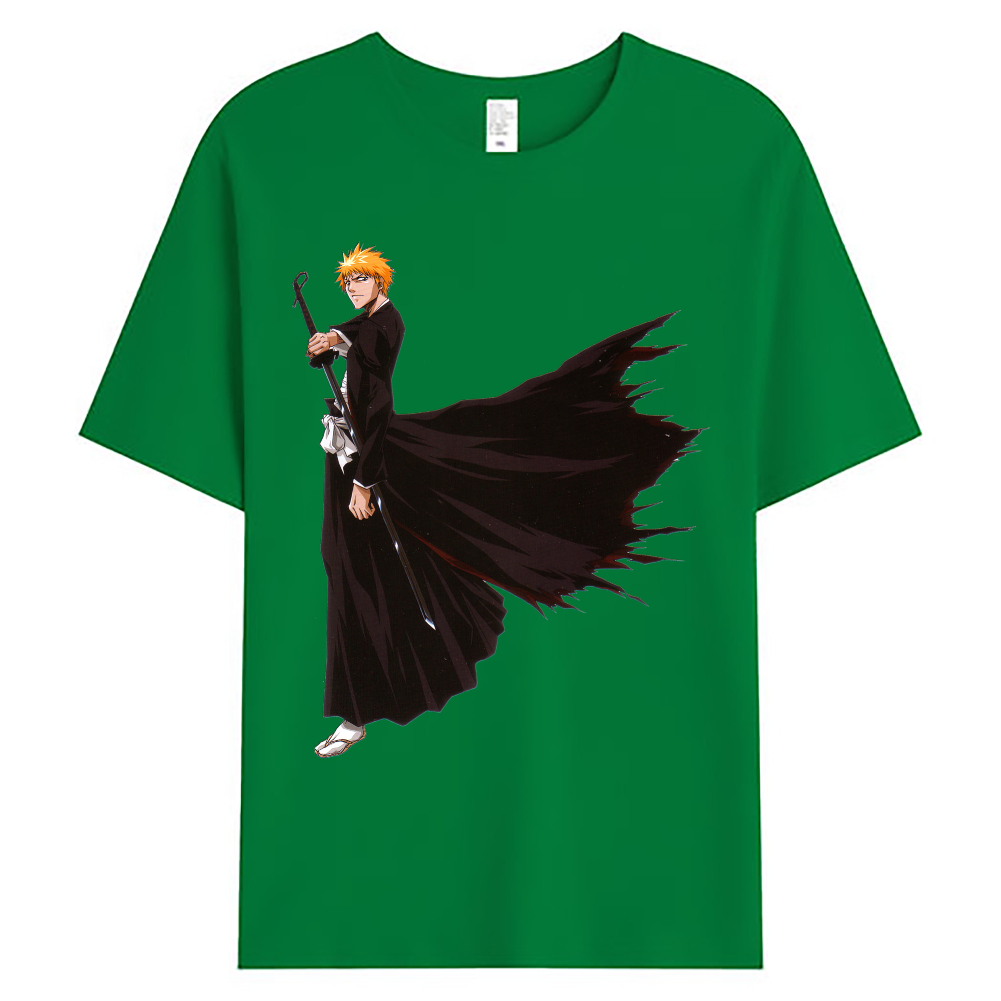 （画像用） ブリーチ 黒崎一護（くろさき いちご）BLEACH Kurosaki Ichigo 綿100％ メンズ半袖Tシャツ｜肌触りやわらか＆通気性