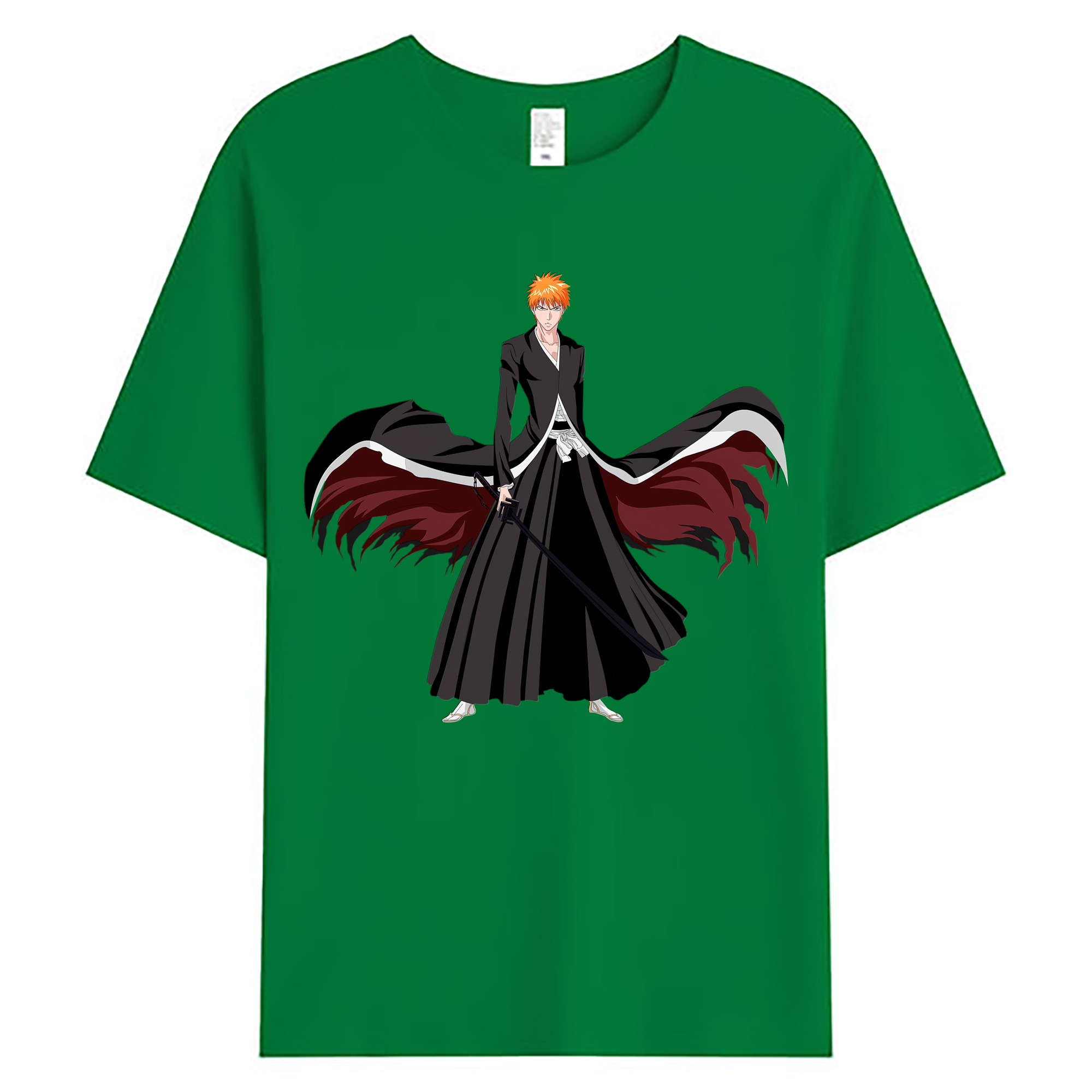 （画像用） ブリーチ 黒崎一護（くろさき いちご）BLEACH Kurosaki Ichigo 綿100％ メンズ半袖Tシャツ｜肌触りやわらか＆通気性