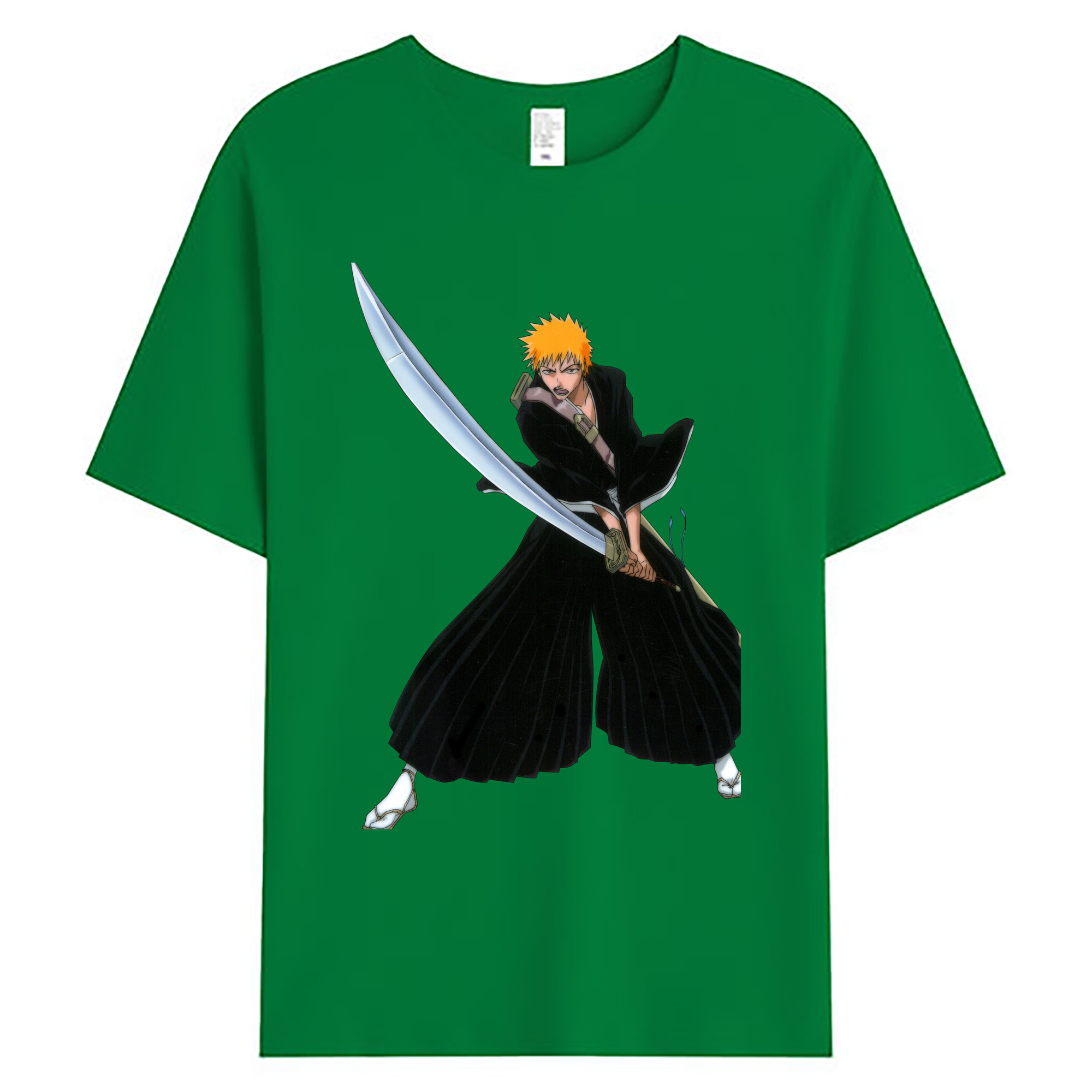 （画像用） ブリーチ 黒崎一護（くろさき いちご）BLEACH Kurosaki Ichigo 綿100％ メンズ半袖Tシャツ｜肌触りやわらか＆通気性