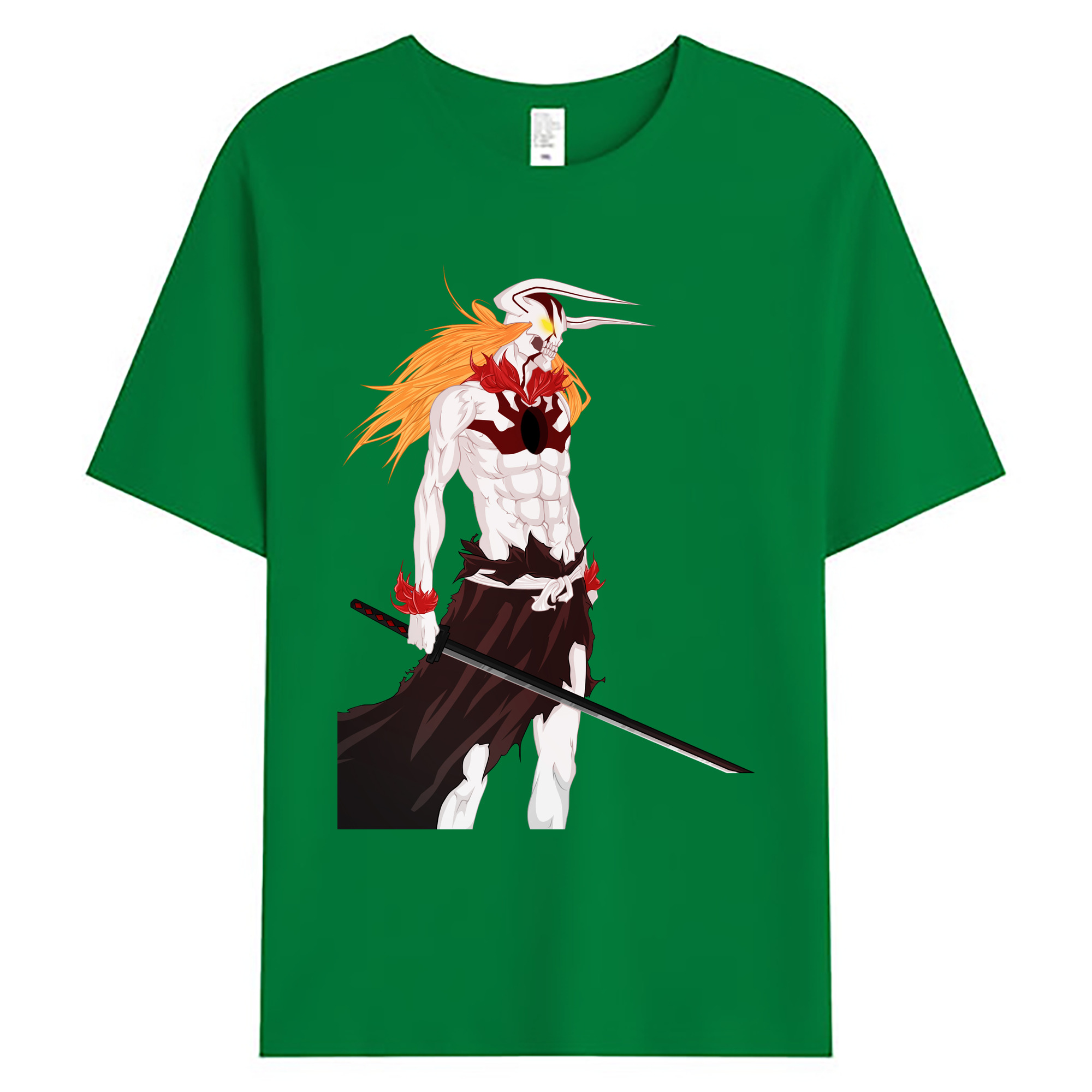（画像用） ブリーチ 黒崎一護（くろさき いちご）BLEACH Kurosaki Ichigo 綿100％ メンズ半袖Tシャツ｜肌触りやわらか＆通気性