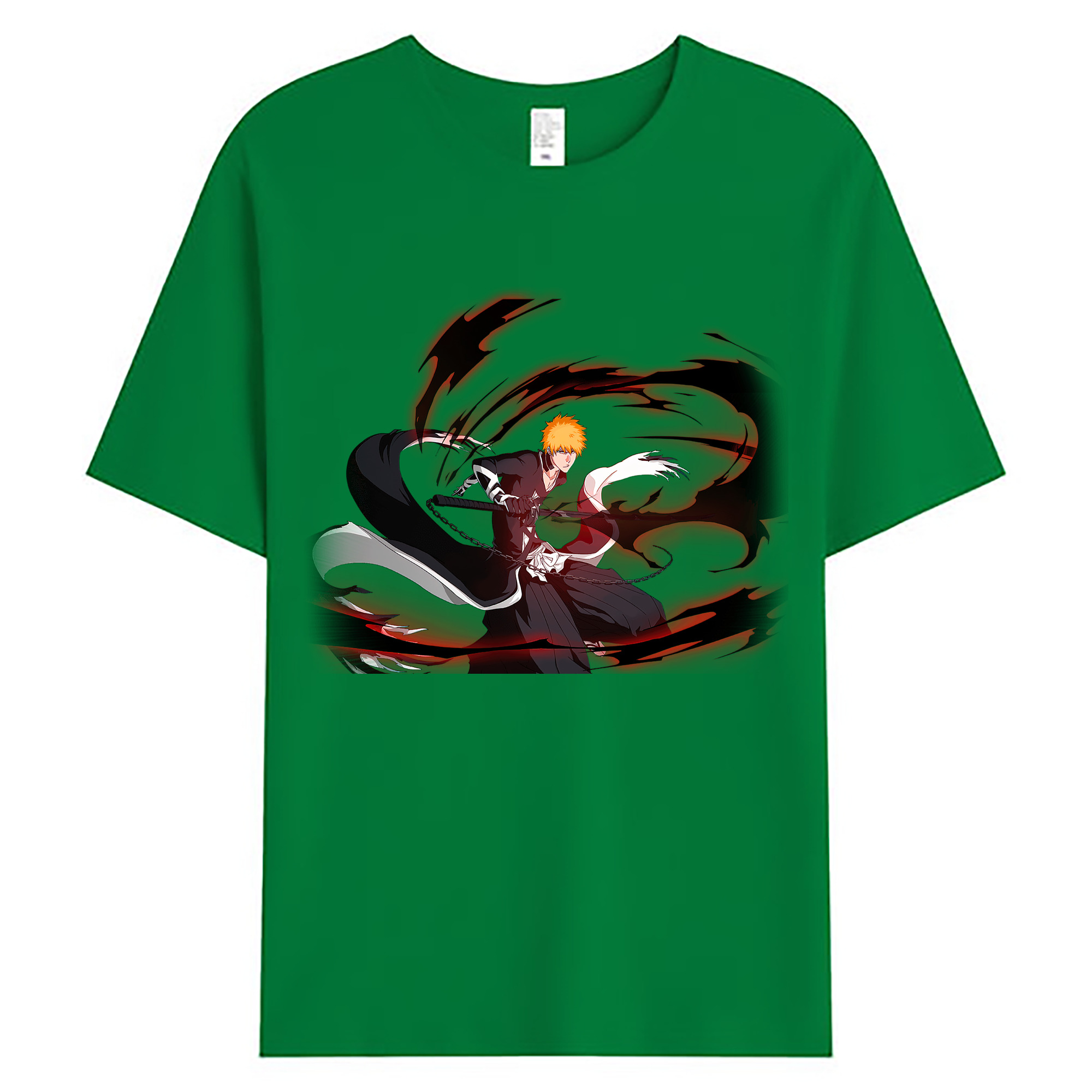 （画像用） ブリーチ 黒崎一護（くろさき いちご）BLEACH Kurosaki Ichigo 綿100％ メンズ半袖Tシャツ｜肌触りやわらか＆通気性