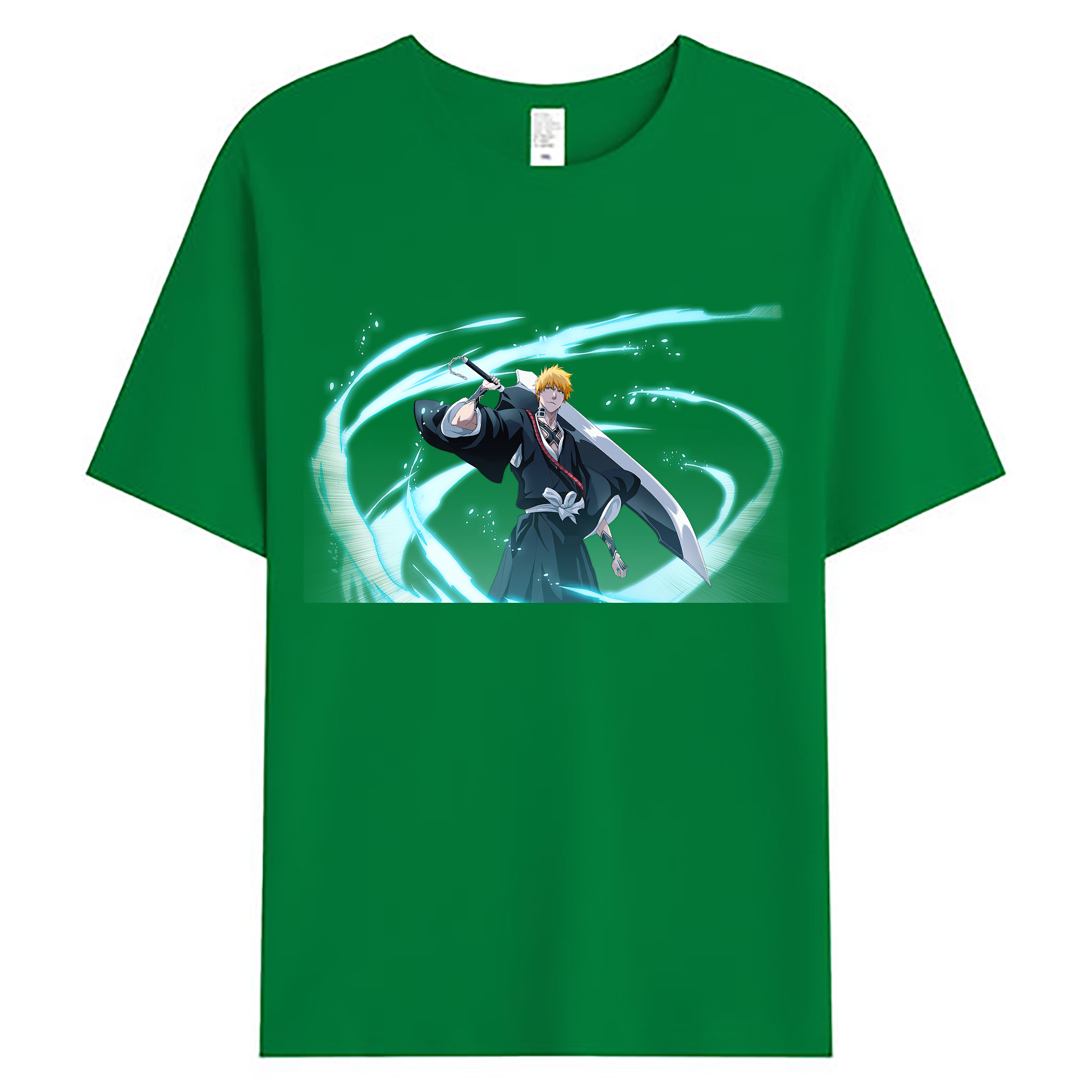 （画像用） ブリーチ 黒崎一護（くろさき いちご）BLEACH Kurosaki Ichigo 綿100％ メンズ半袖Tシャツ｜肌触りやわらか＆通気性
