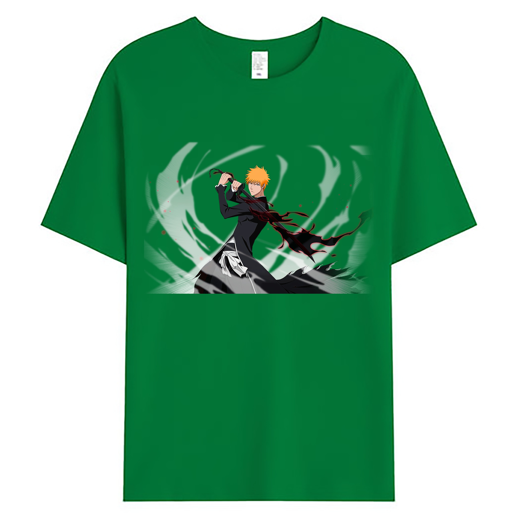 （画像用） ブリーチ 黒崎一護（くろさき いちご）BLEACH Kurosaki Ichigo 綿100％ メンズ半袖Tシャツ｜肌触りやわらか＆通気性