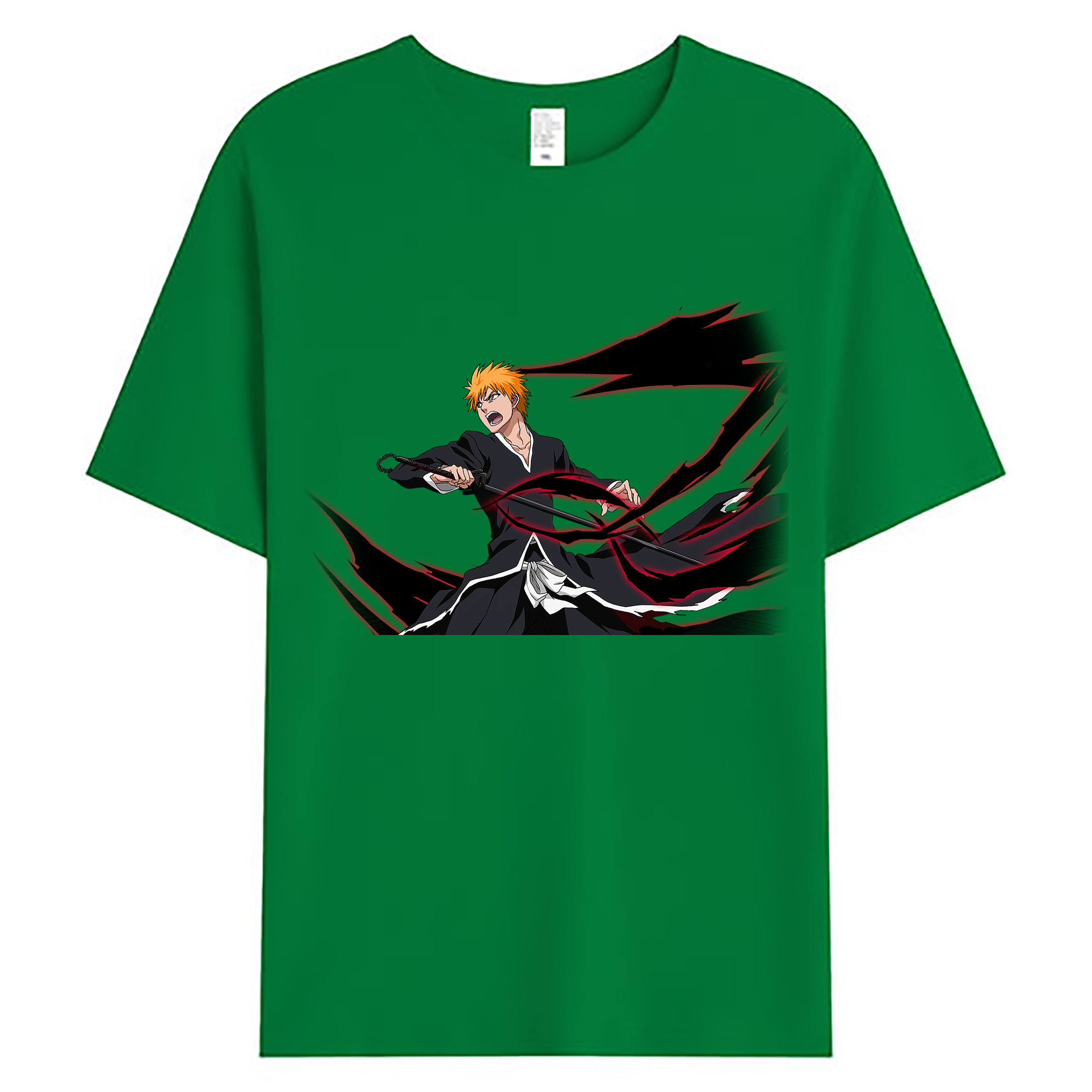 （画像用） ブリーチ 黒崎一護（くろさき いちご）BLEACH Kurosaki Ichigo 綿100％ メンズ半袖Tシャツ｜肌触りやわらか＆通気性