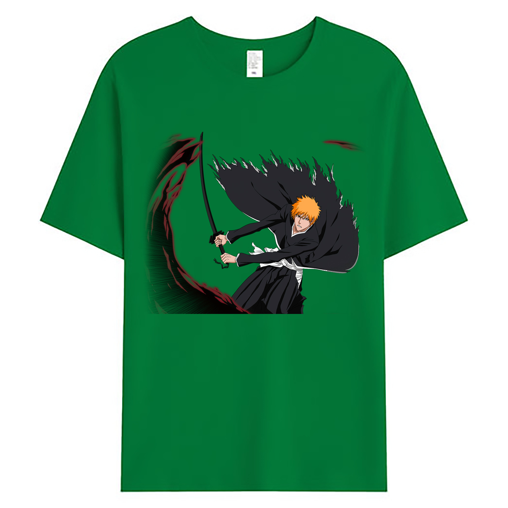 （画像用） ブリーチ 黒崎一護（くろさき いちご）BLEACH Kurosaki Ichigo 綿100％ メンズ半袖Tシャツ｜肌触りやわらか＆通気性