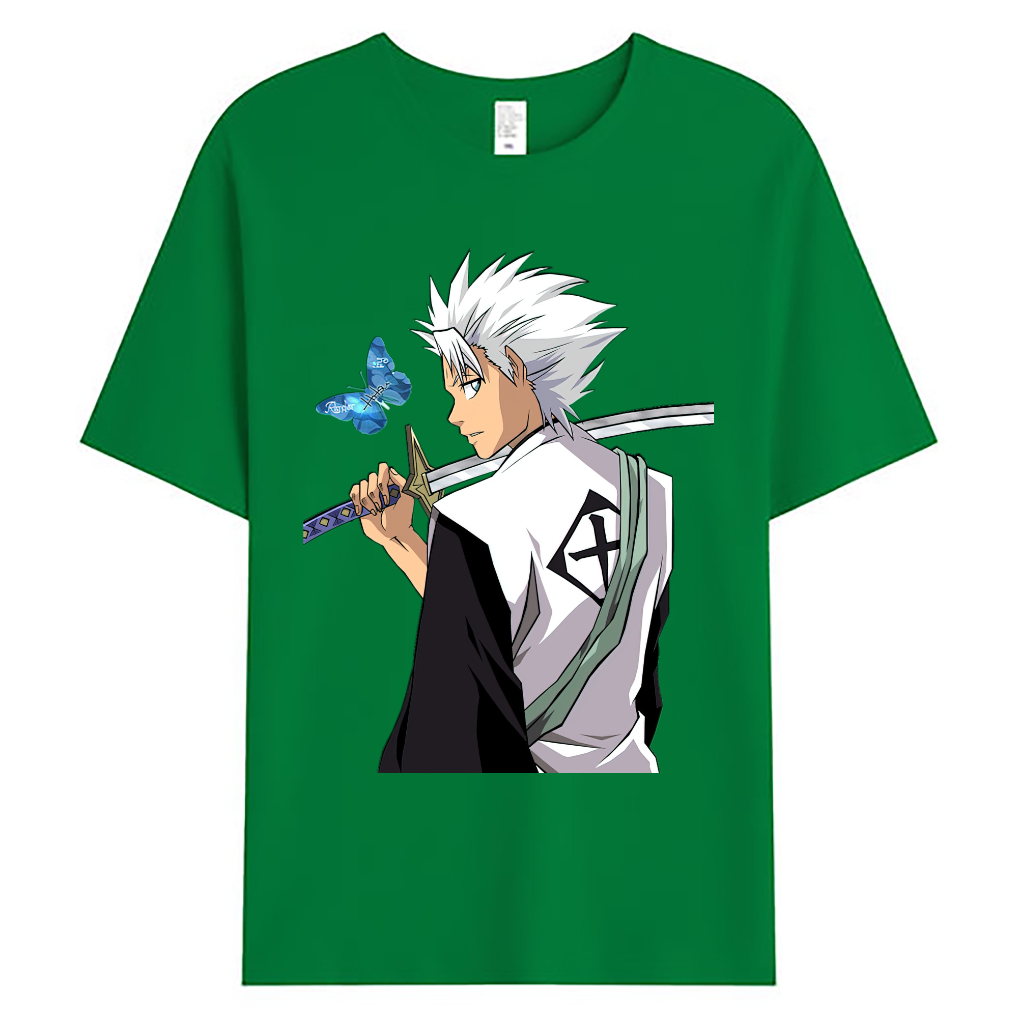 （画像用） ブリーチ 日番谷冬獅郎（ひつがや とうしろう） BLEACH Hitsugaya Toushirou 綿100％ メンズ半袖Tシャツ｜肌触りやわらか＆通気性