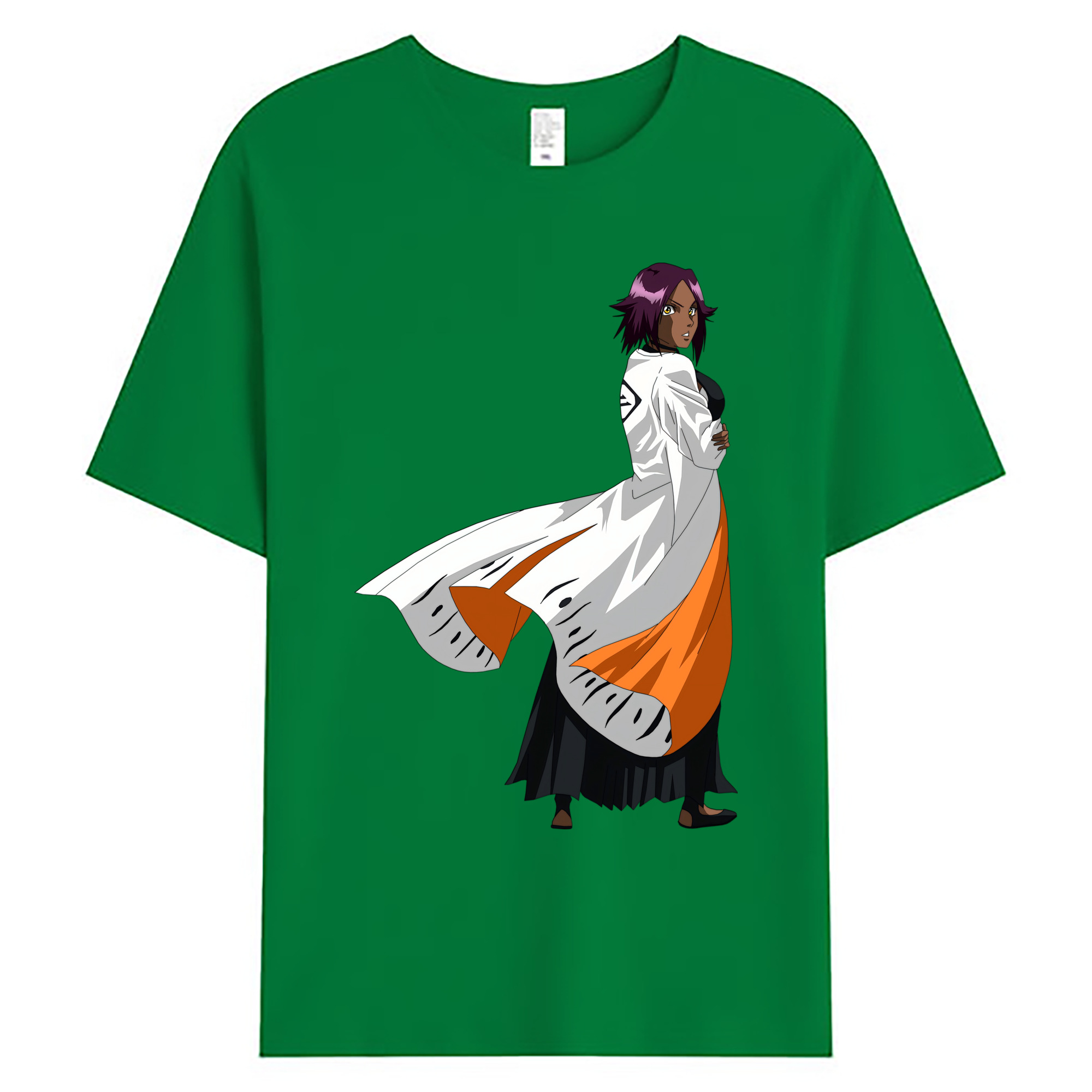 （画像用） ブリーチ 四楓院 夜一（しほういん よるいち） BLEACH Shihouin Yoruichi 綿100％ メンズ半袖Tシャツ｜肌触りやわらか＆通気性