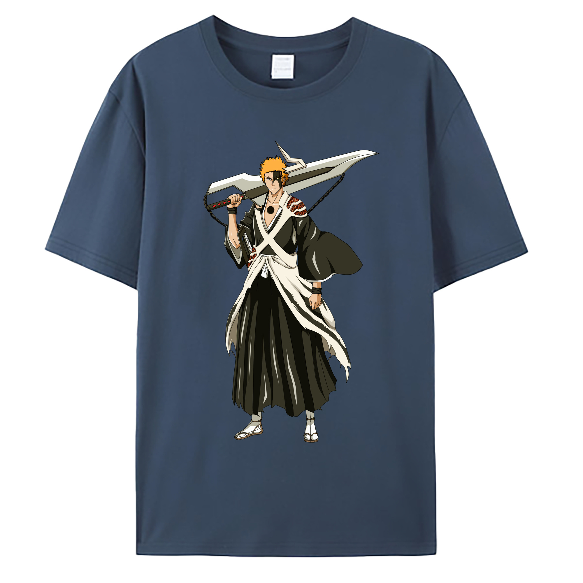 （画像用） ブリーチ 黒崎一護（くろさき いちご）BLEACH Kurosaki Ichigo 綿100％ メンズ半袖Tシャツ｜肌触りやわらか＆通気性