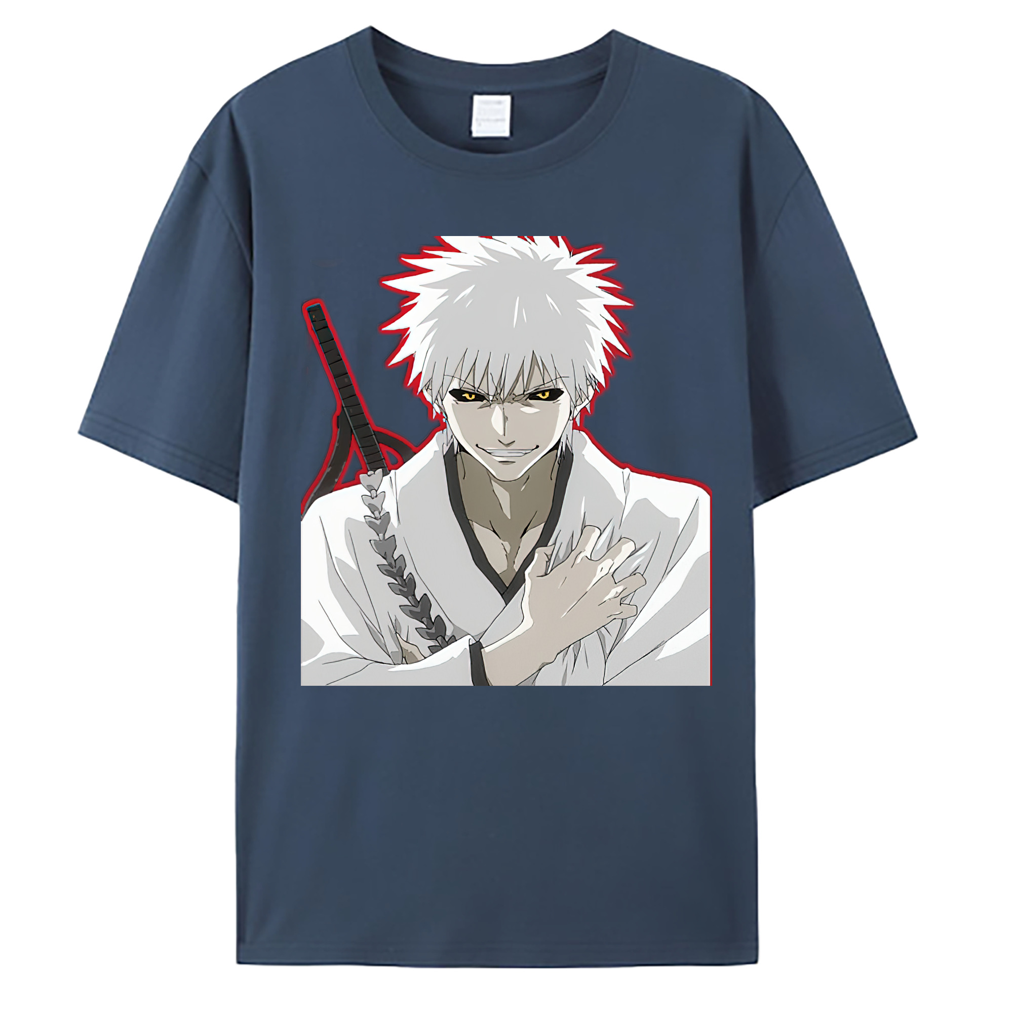 （画像用） ブリーチ 黒崎一護（くろさき いちご）BLEACH Kurosaki Ichigo 綿100％ メンズ半袖Tシャツ｜肌触りやわらか＆通気性