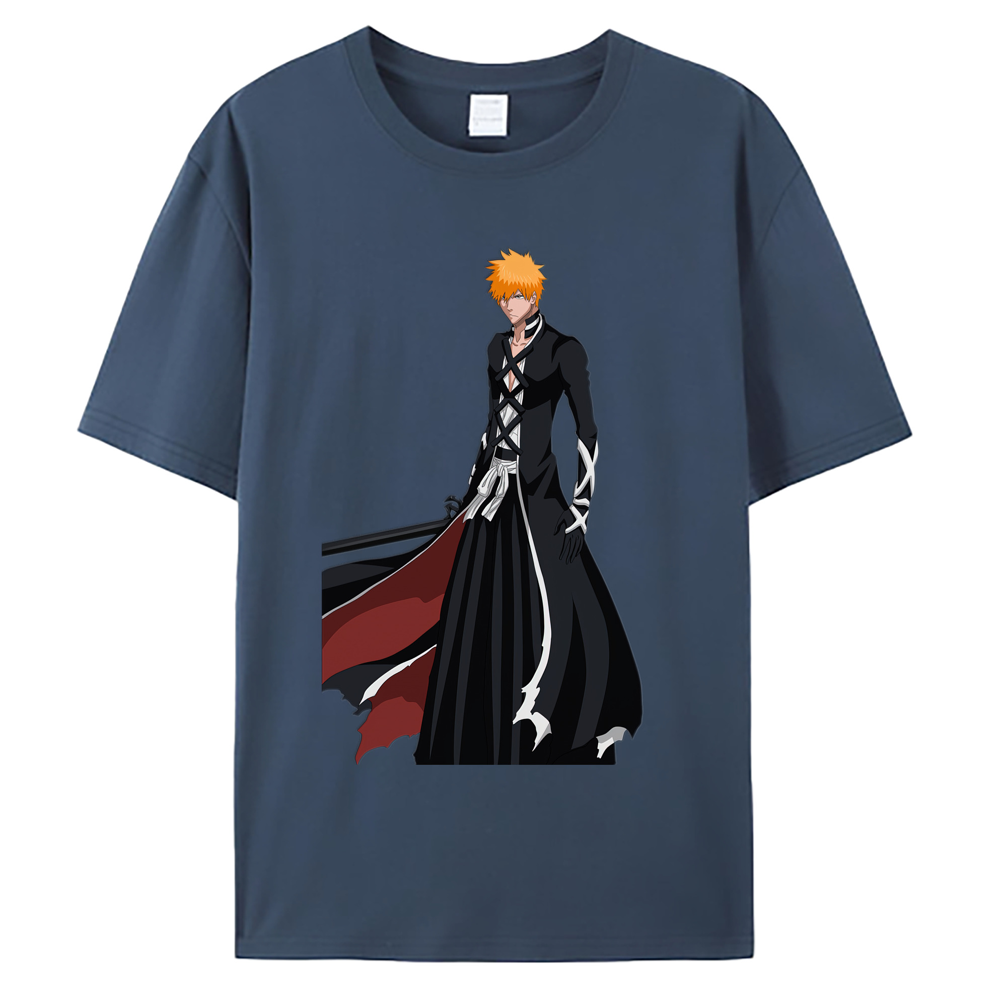 （画像用） ブリーチ 黒崎一護（くろさき いちご）BLEACH Kurosaki Ichigo 綿100％ メンズ半袖Tシャツ｜肌触りやわらか＆通気性