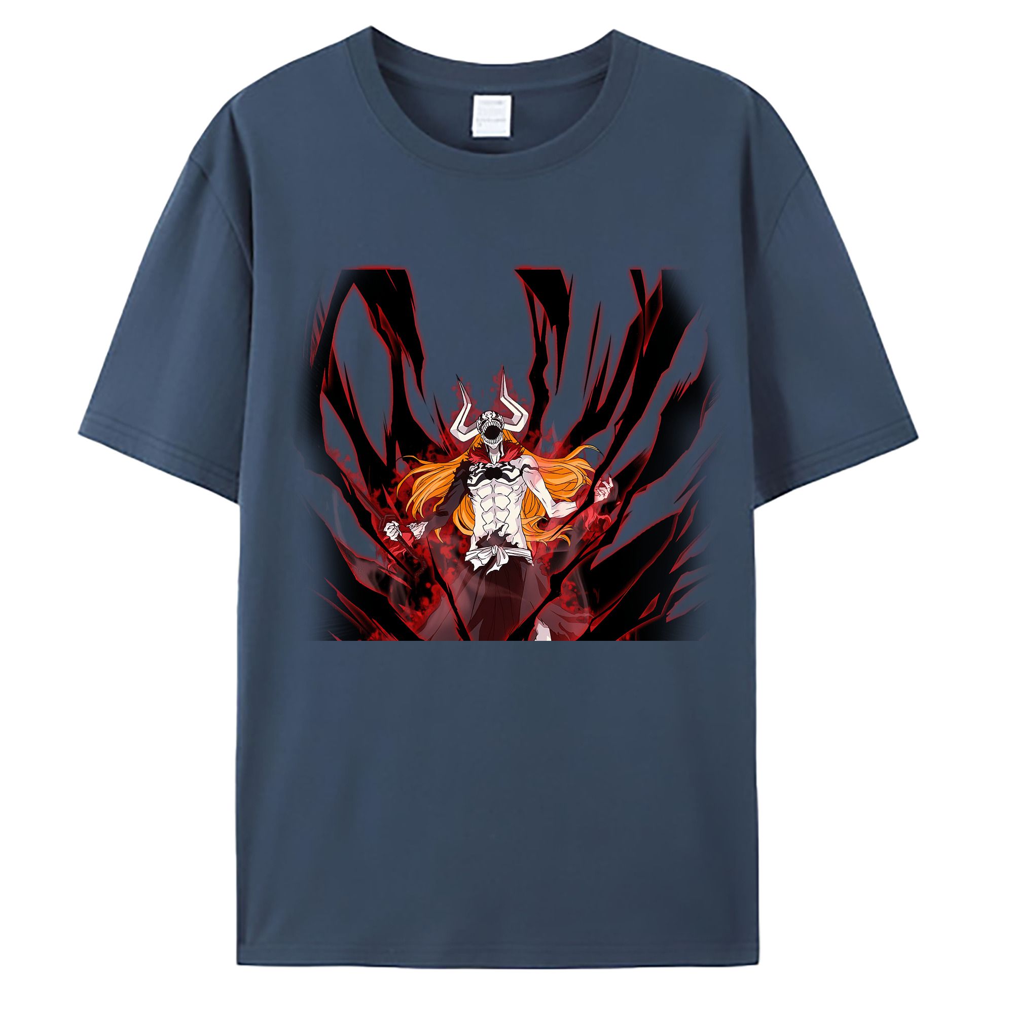 （画像用） ブリーチ 黒崎一護（くろさき いちご）BLEACH Kurosaki Ichigo 綿100％ メンズ半袖Tシャツ｜肌触りやわらか＆通気性
