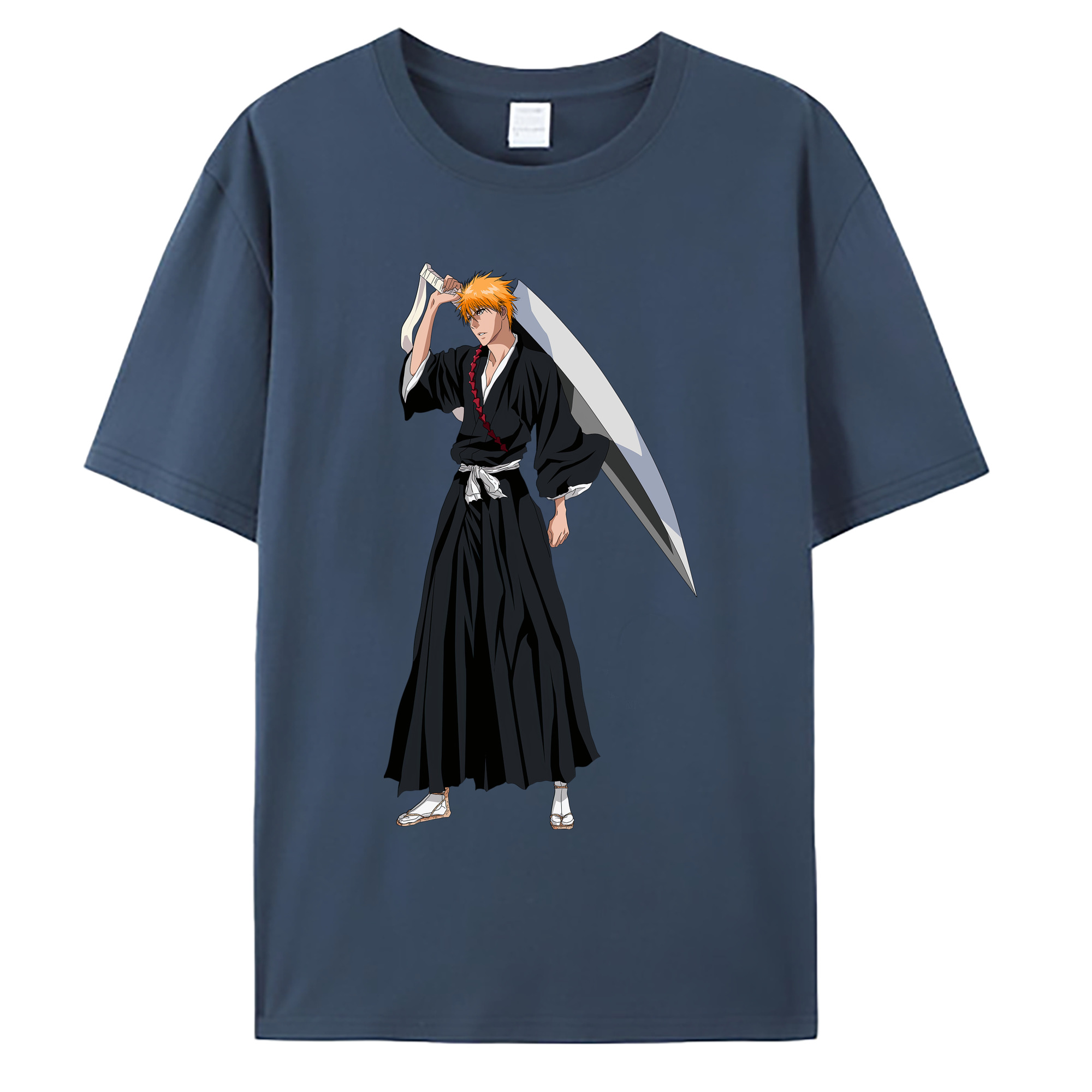 （画像用） ブリーチ 黒崎一護（くろさき いちご）BLEACH Kurosaki Ichigo 綿100％ メンズ半袖Tシャツ｜肌触りやわらか＆通気性