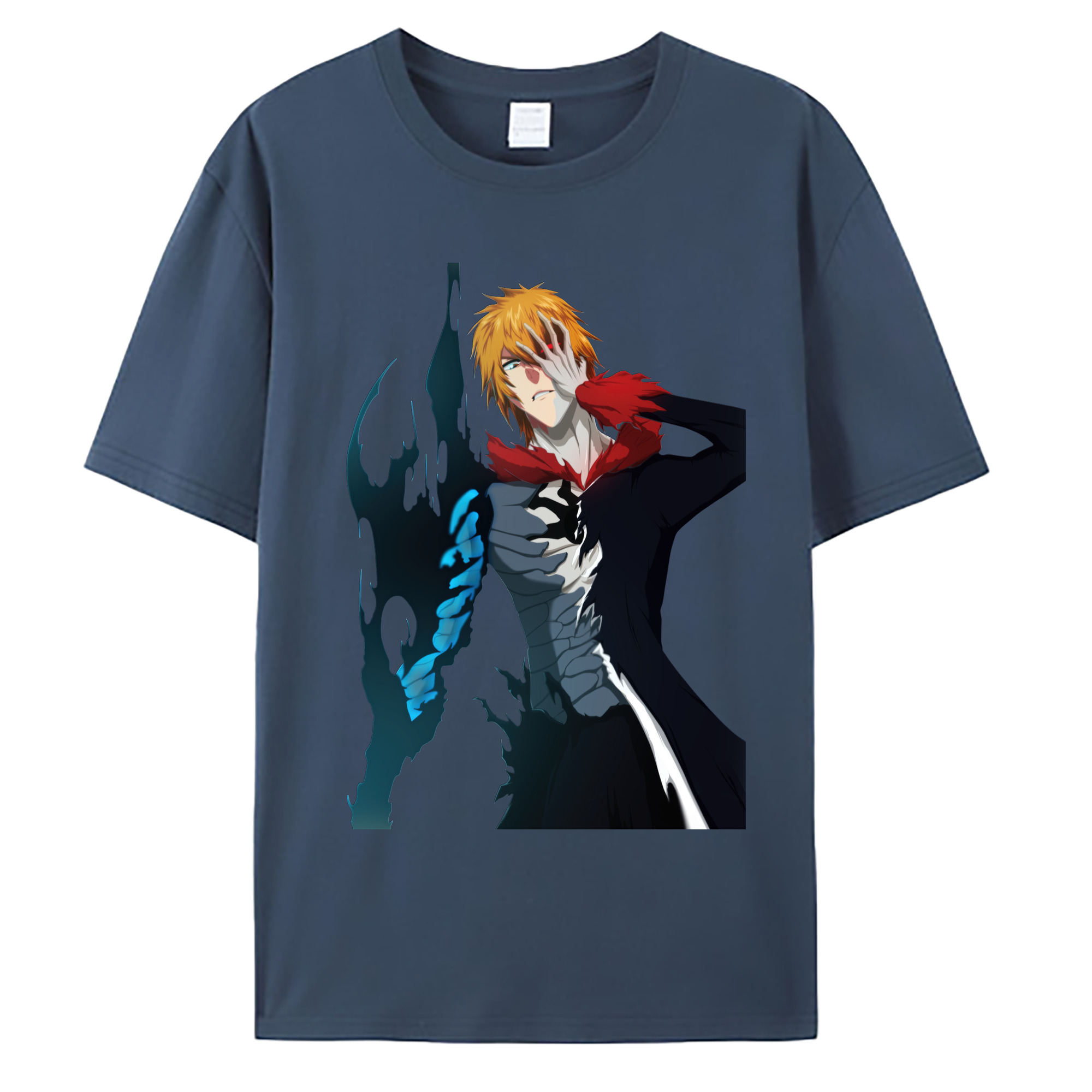（画像用） ブリーチ 黒崎一護（くろさき いちご）BLEACH Kurosaki Ichigo 綿100％ メンズ半袖Tシャツ｜肌触りやわらか＆通気性