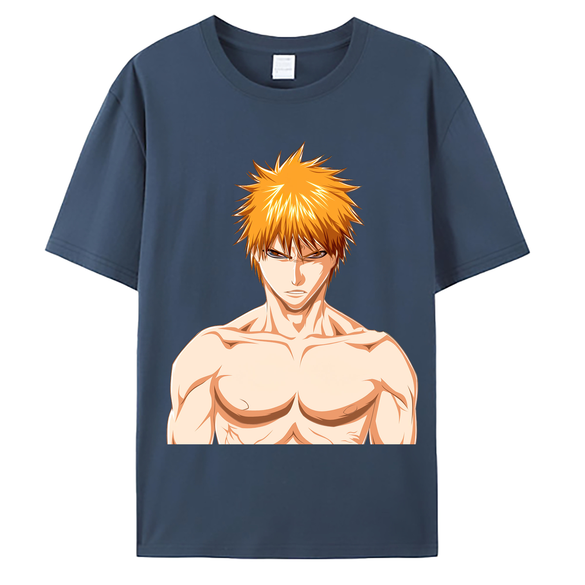 （画像用） ブリーチ 黒崎一護（くろさき いちご）BLEACH Kurosaki Ichigo 綿100％ メンズ半袖Tシャツ｜肌触りやわらか＆通気性