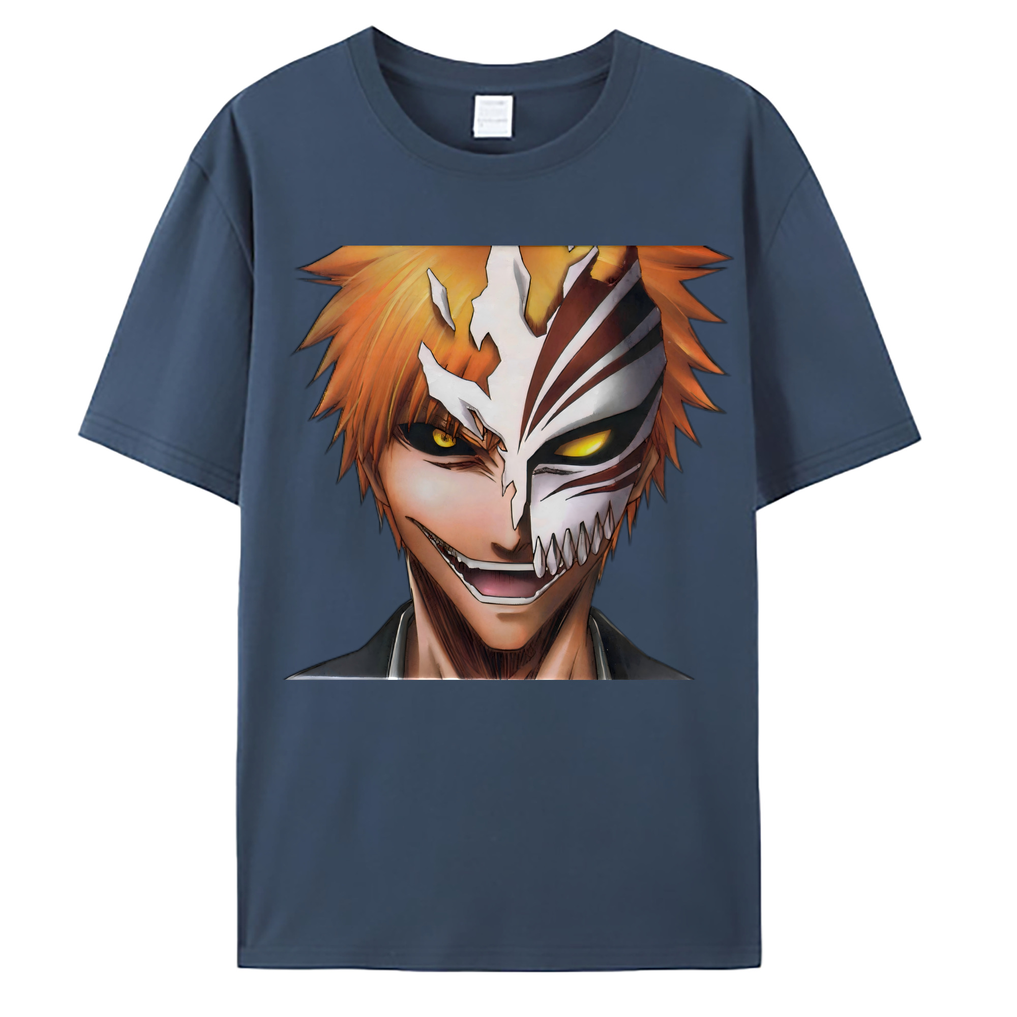 （画像用） ブリーチ 黒崎一護（くろさき いちご）BLEACH Kurosaki Ichigo 綿100％ メンズ半袖Tシャツ｜肌触りやわらか＆通気性
