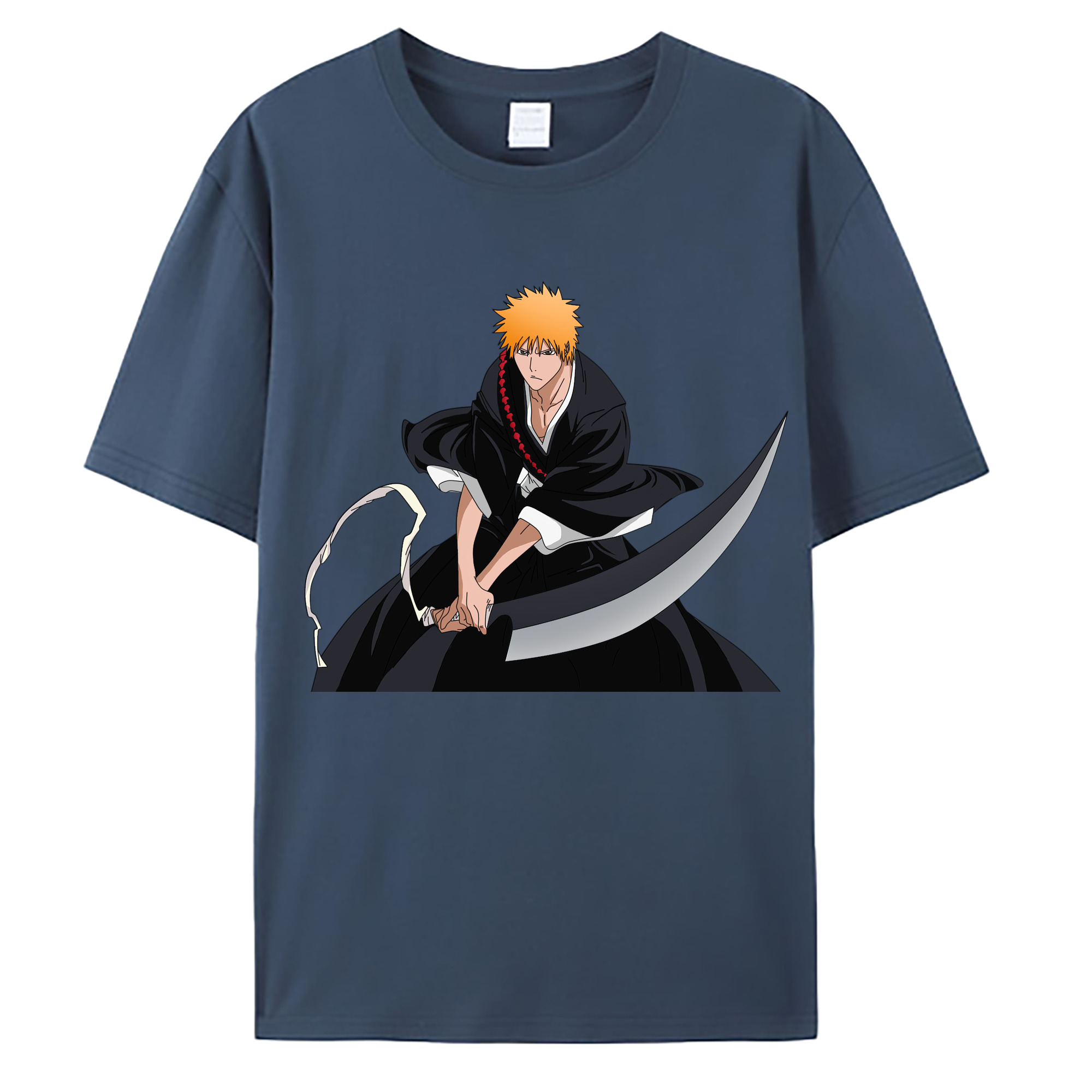 （画像用） ブリーチ 黒崎一護（くろさき いちご）BLEACH Kurosaki Ichigo 綿100％ メンズ半袖Tシャツ｜肌触りやわらか＆通気性