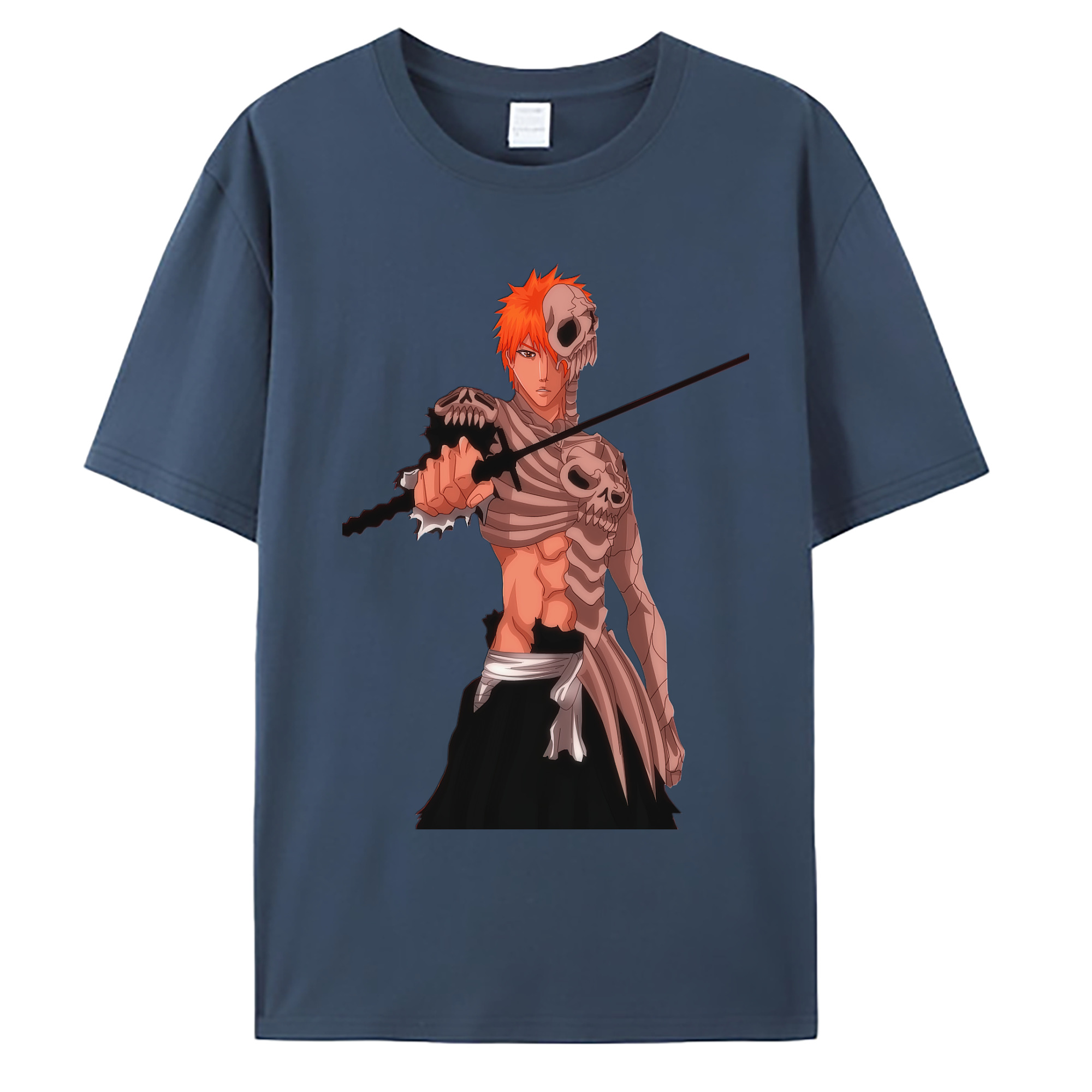（画像用） ブリーチ 黒崎一護（くろさき いちご）BLEACH Kurosaki Ichigo 綿100％ メンズ半袖Tシャツ｜肌触りやわらか＆通気性