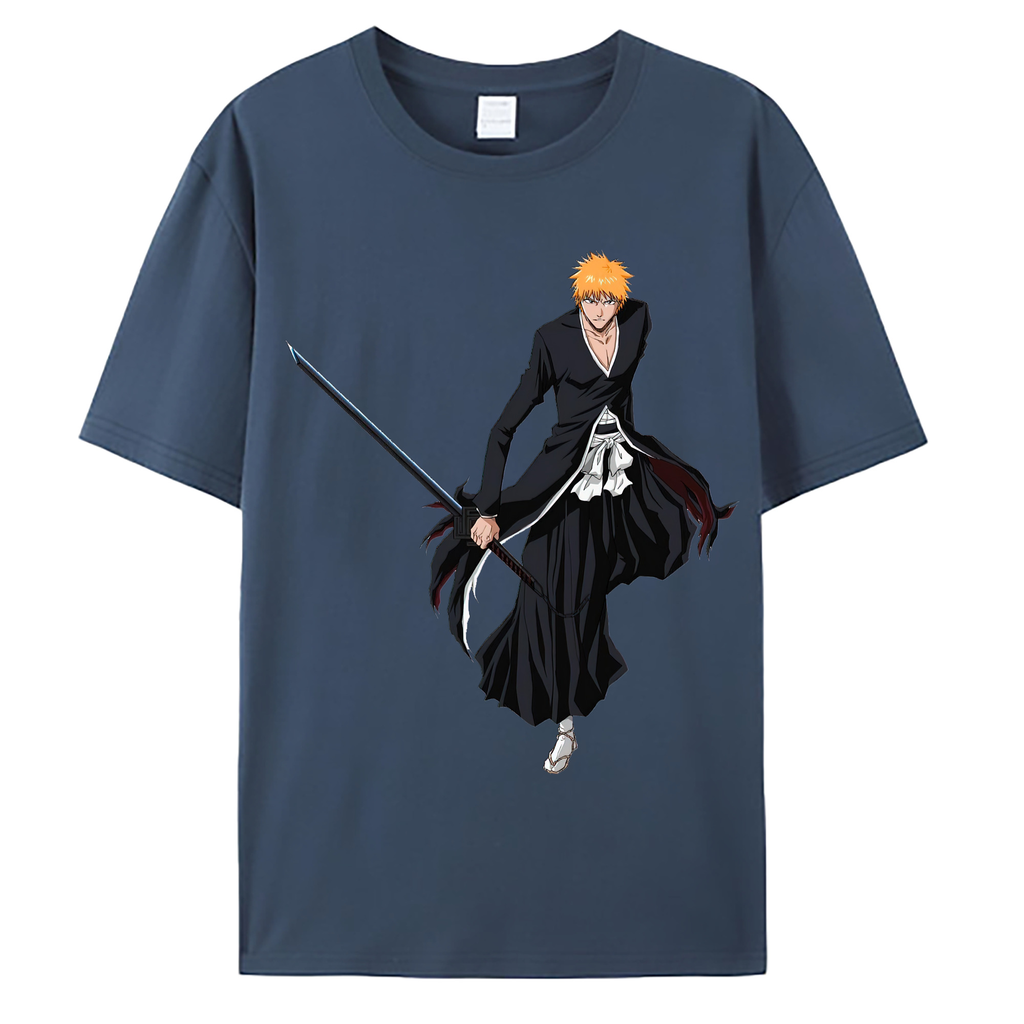 （画像用） ブリーチ 黒崎一護（くろさき いちご）BLEACH Kurosaki Ichigo 綿100％ メンズ半袖Tシャツ｜肌触りやわらか＆通気性