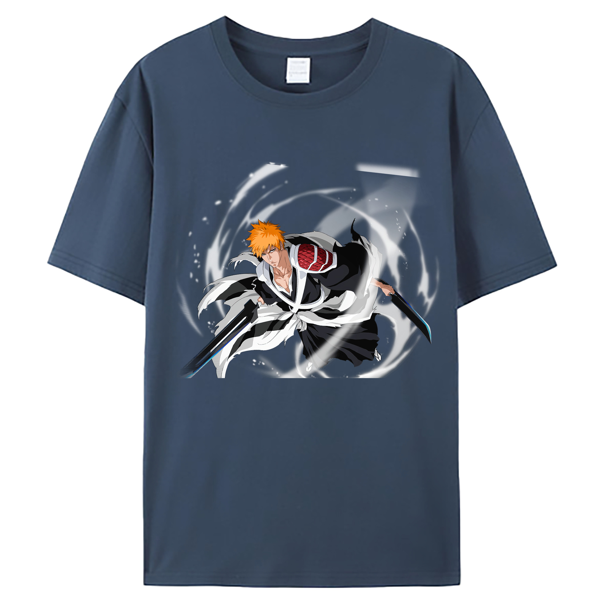 （画像用） ブリーチ 黒崎一護（くろさき いちご）BLEACH Kurosaki Ichigo 綿100％ メンズ半袖Tシャツ｜肌触りやわらか＆通気性
