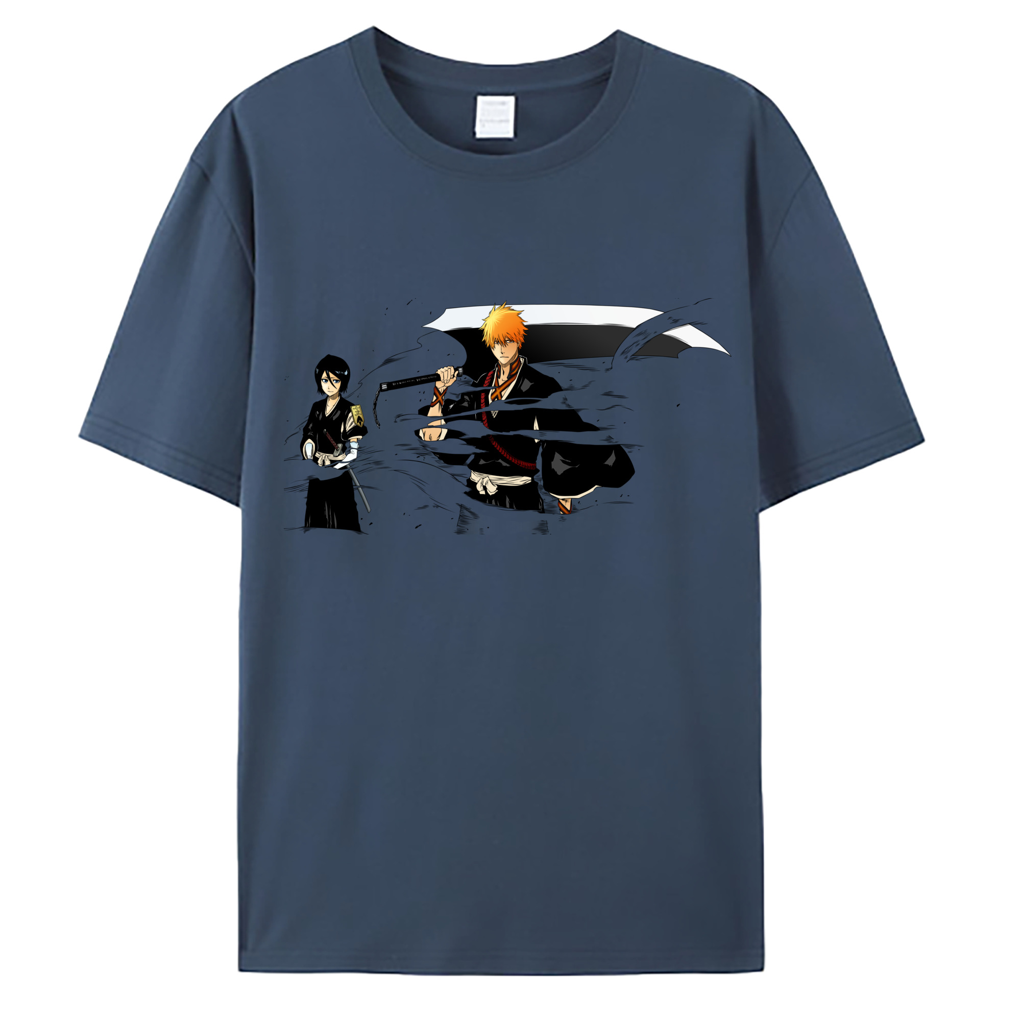 （画像用） ブリーチ 黒崎一護（くろさき いちご）BLEACH Kurosaki Ichigo 綿100％ メンズ半袖Tシャツ｜肌触りやわらか＆通気性