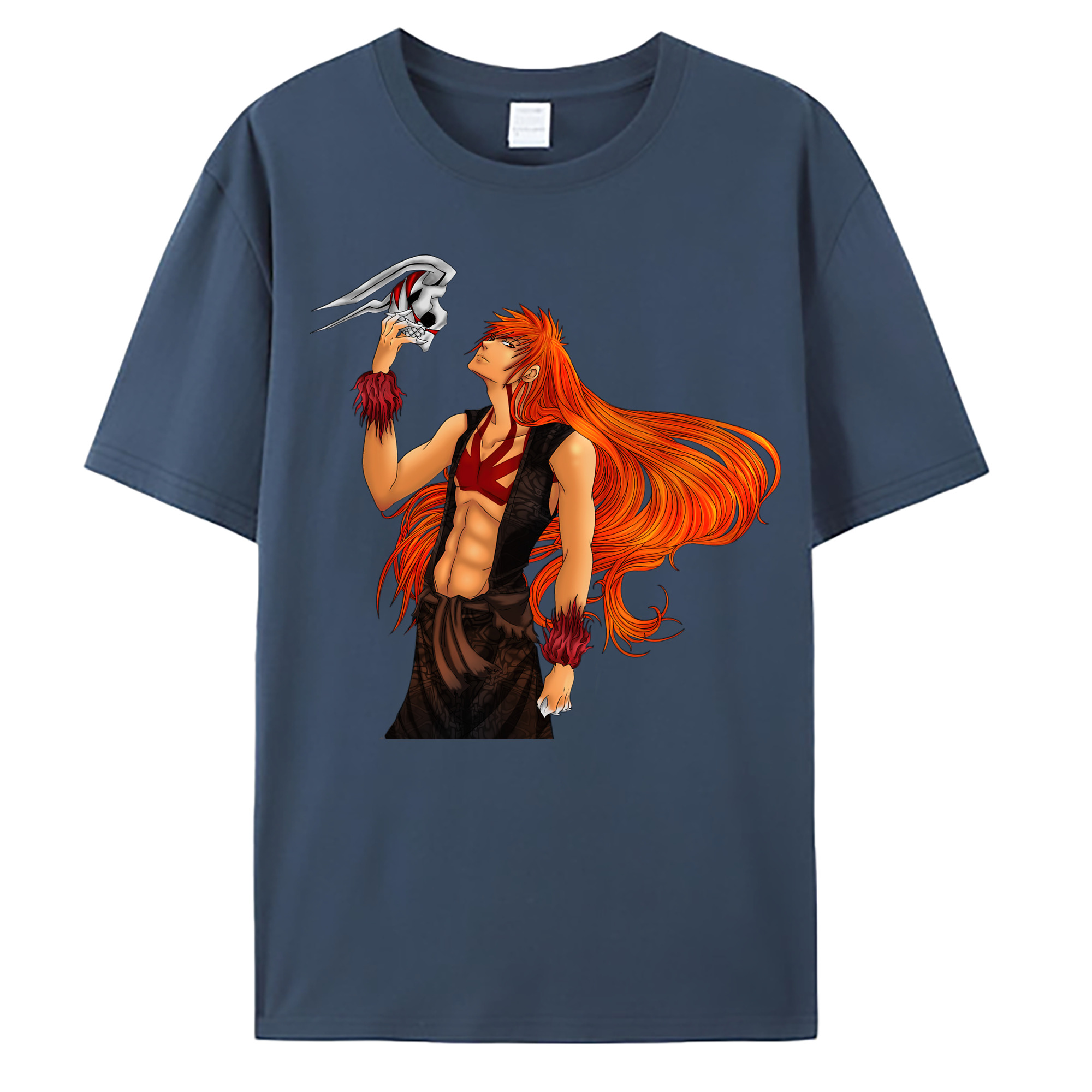 （画像用） ブリーチ 黒崎一護（くろさき いちご）BLEACH Kurosaki Ichigo 綿100％ メンズ半袖Tシャツ｜肌触りやわらか＆通気性