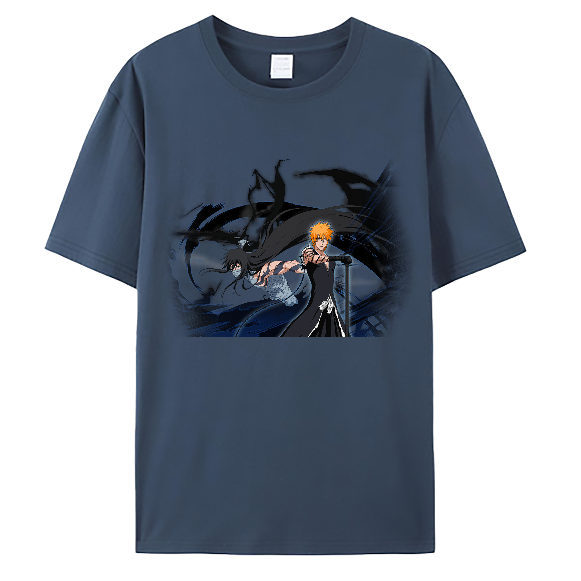 （画像用） ブリーチ 黒崎一護（くろさき いちご）BLEACH Kurosaki Ichigo 綿100％ メンズ半袖Tシャツ｜肌触りやわらか＆通気性