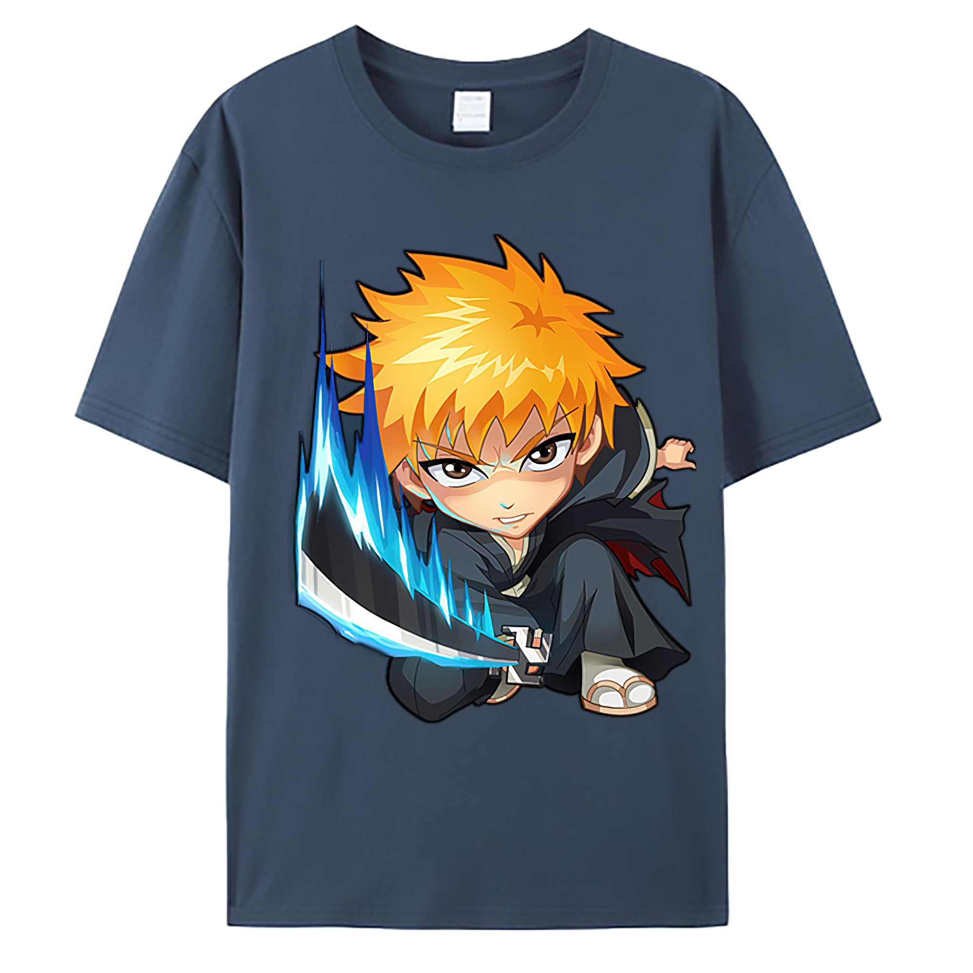 （画像用） ブリーチ 黒崎一護（くろさき いちご）BLEACH Kurosaki Ichigo 綿100％ メンズ半袖Tシャツ｜肌触りやわらか＆通気性