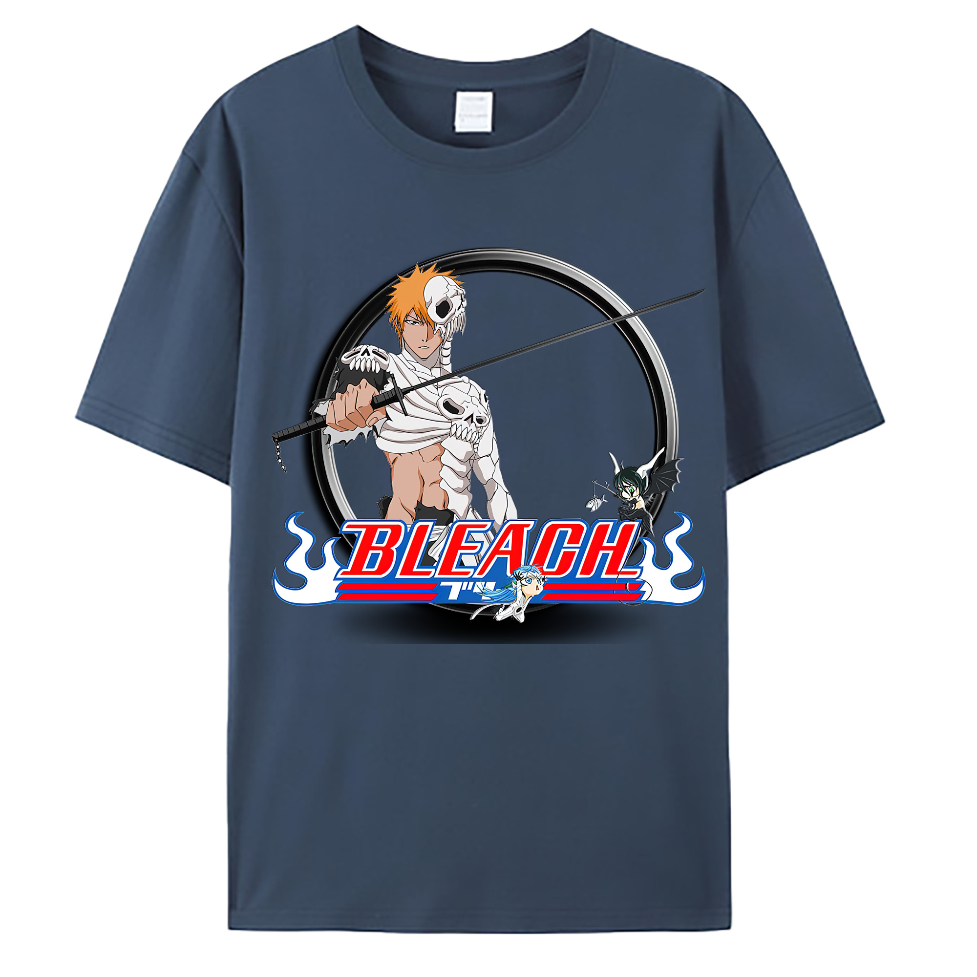 （画像用） ブリーチ 黒崎一護（くろさき いちご）BLEACH Kurosaki Ichigo 綿100％ メンズ半袖Tシャツ｜肌触りやわらか＆通気性