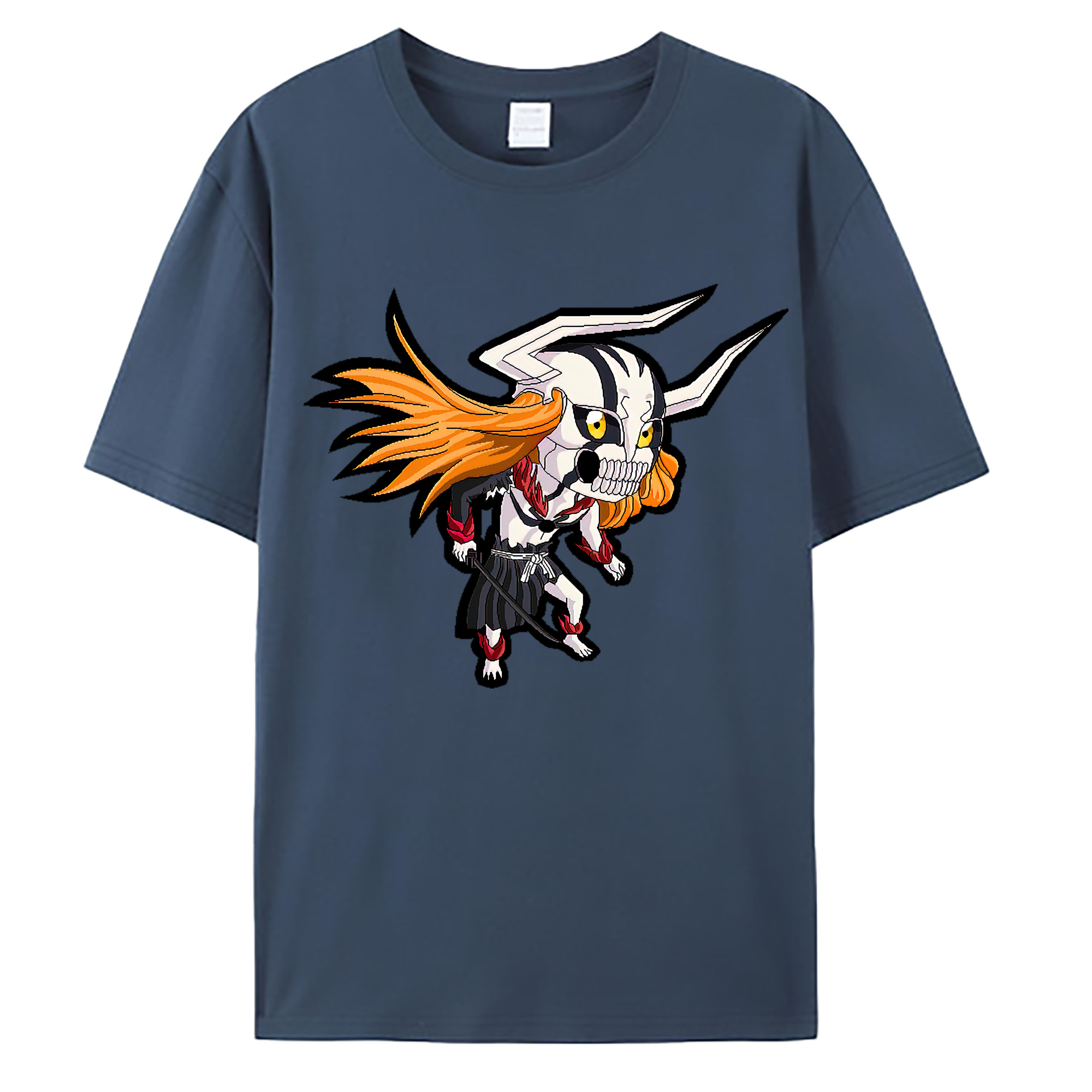 （画像用） ブリーチ 黒崎一護（くろさき いちご）BLEACH Kurosaki Ichigo 綿100％ メンズ半袖Tシャツ｜肌触りやわらか＆通気性