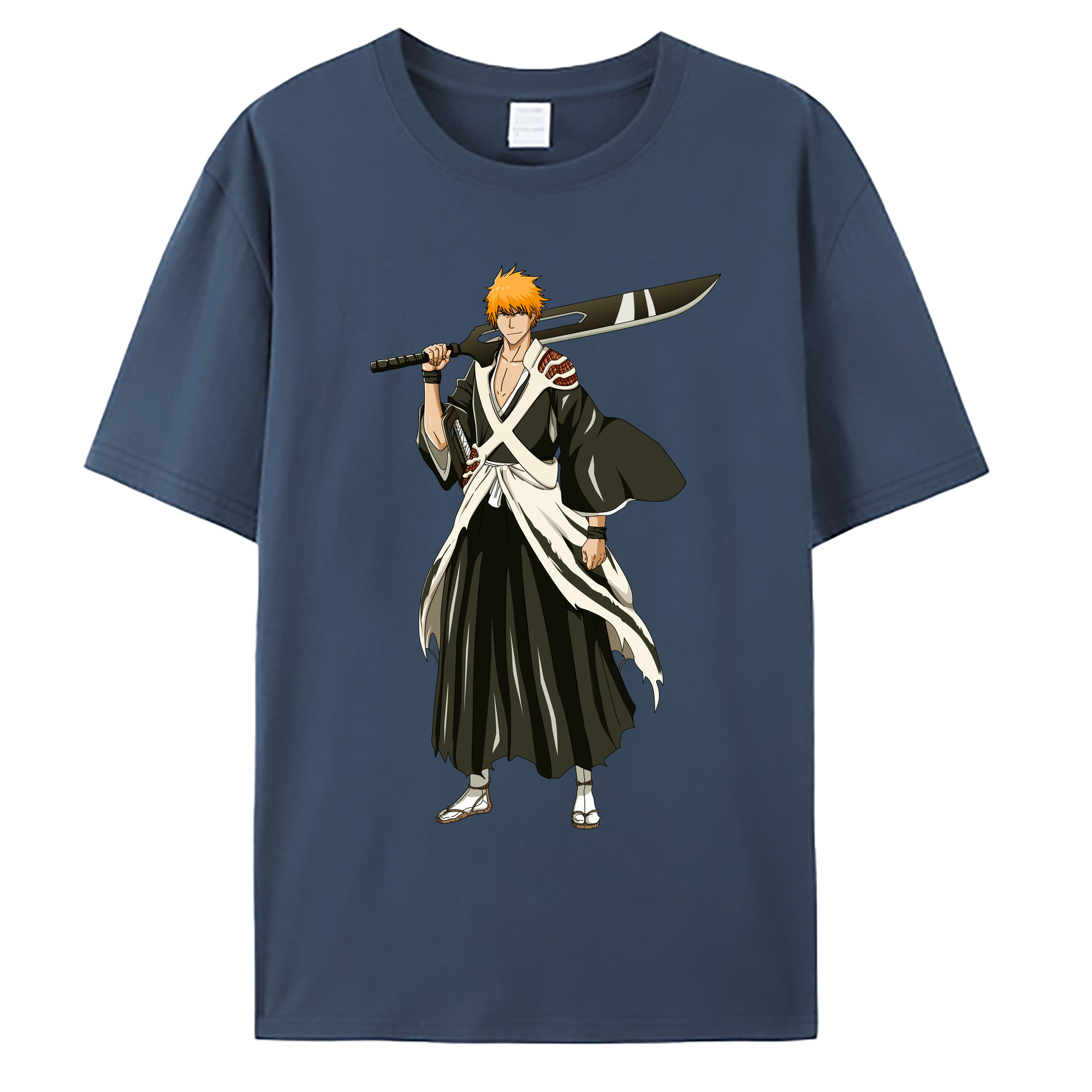 （画像用） ブリーチ 黒崎一護（くろさき いちご）BLEACH Kurosaki Ichigo 綿100％ メンズ半袖Tシャツ｜肌触りやわらか＆通気性