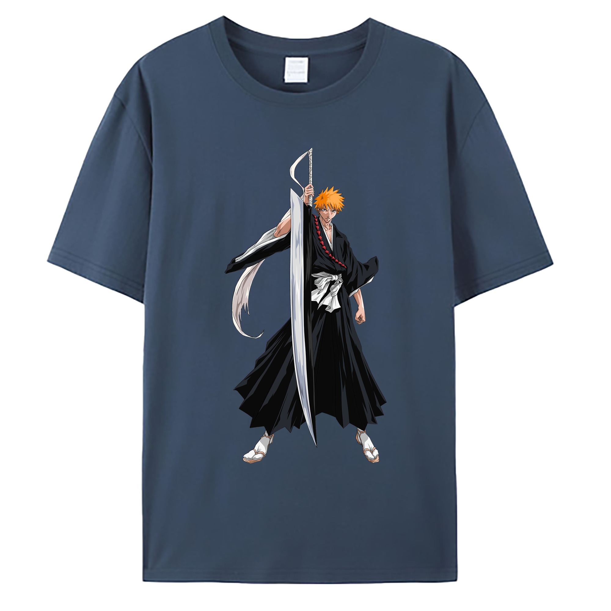 （画像用） ブリーチ 黒崎一護（くろさき いちご）BLEACH Kurosaki Ichigo 綿100％ メンズ半袖Tシャツ｜肌触りやわらか＆通気性