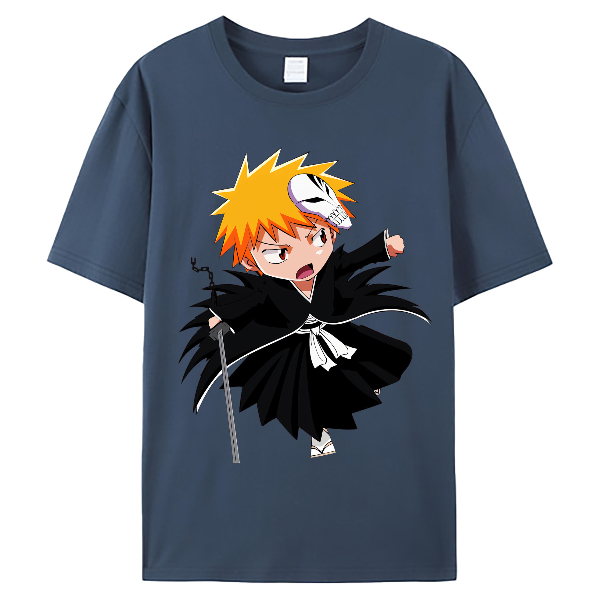 （画像用） ブリーチ 黒崎一護（くろさき いちご）BLEACH Kurosaki Ichigo 綿100％ メンズ半袖Tシャツ｜肌触りやわらか＆通気性