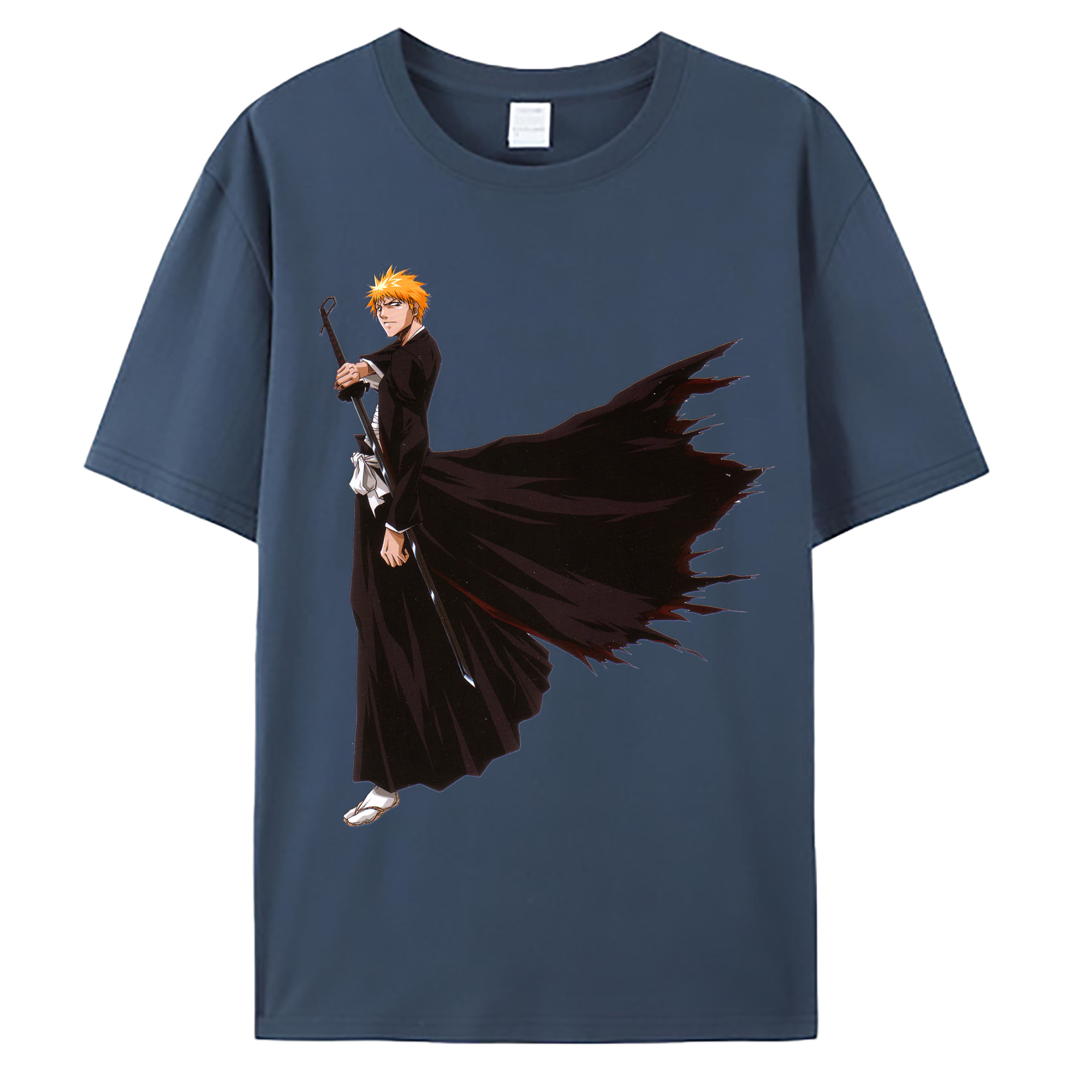 （画像用） ブリーチ 黒崎一護（くろさき いちご）BLEACH Kurosaki Ichigo 綿100％ メンズ半袖Tシャツ｜肌触りやわらか＆通気性